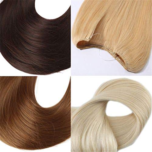 RemeeHi 100% Remy Human Hair Extensions - 18 Inch (25cm) Dark Chocolate Brown, Invisible Micro Fish Line for Seamless Blending | Perfect for Daily Wear, Parties & Special Occasions