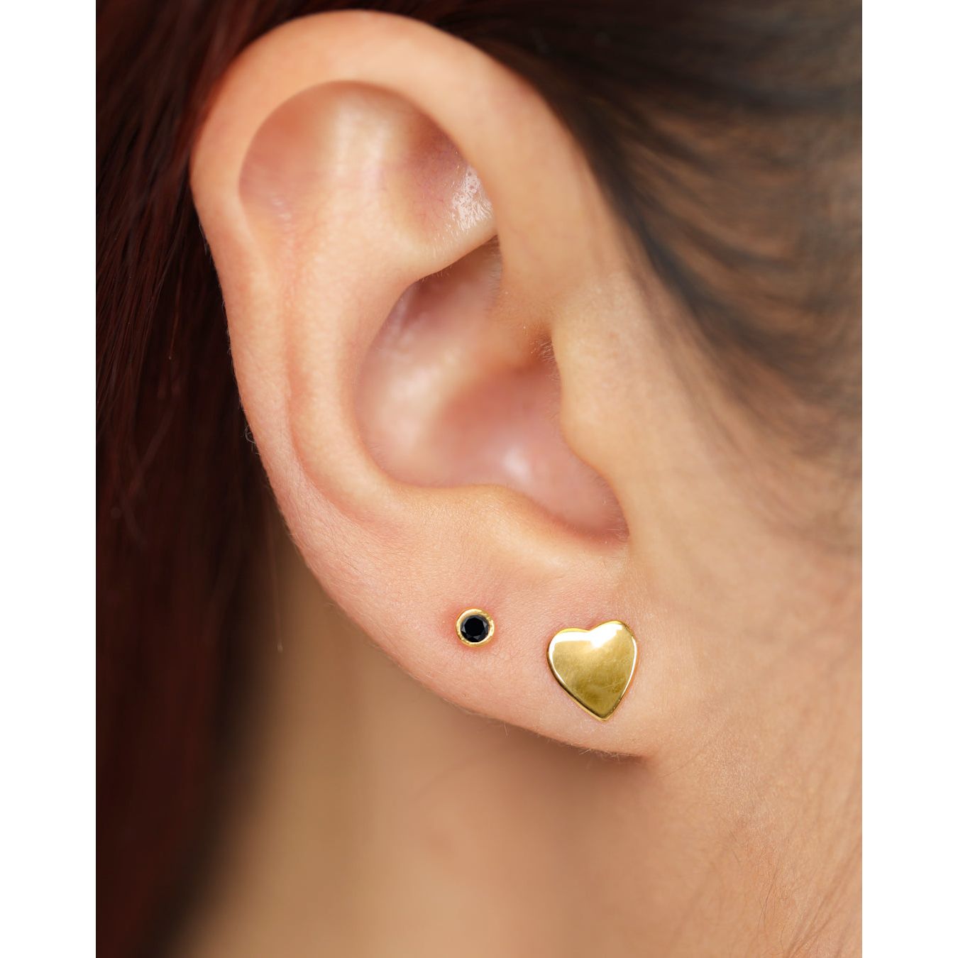 14K Yellow Gold Large Heart Stud Earrings for Women - Perfect for Valentine's Day, Anniversary, and Everyday Wear