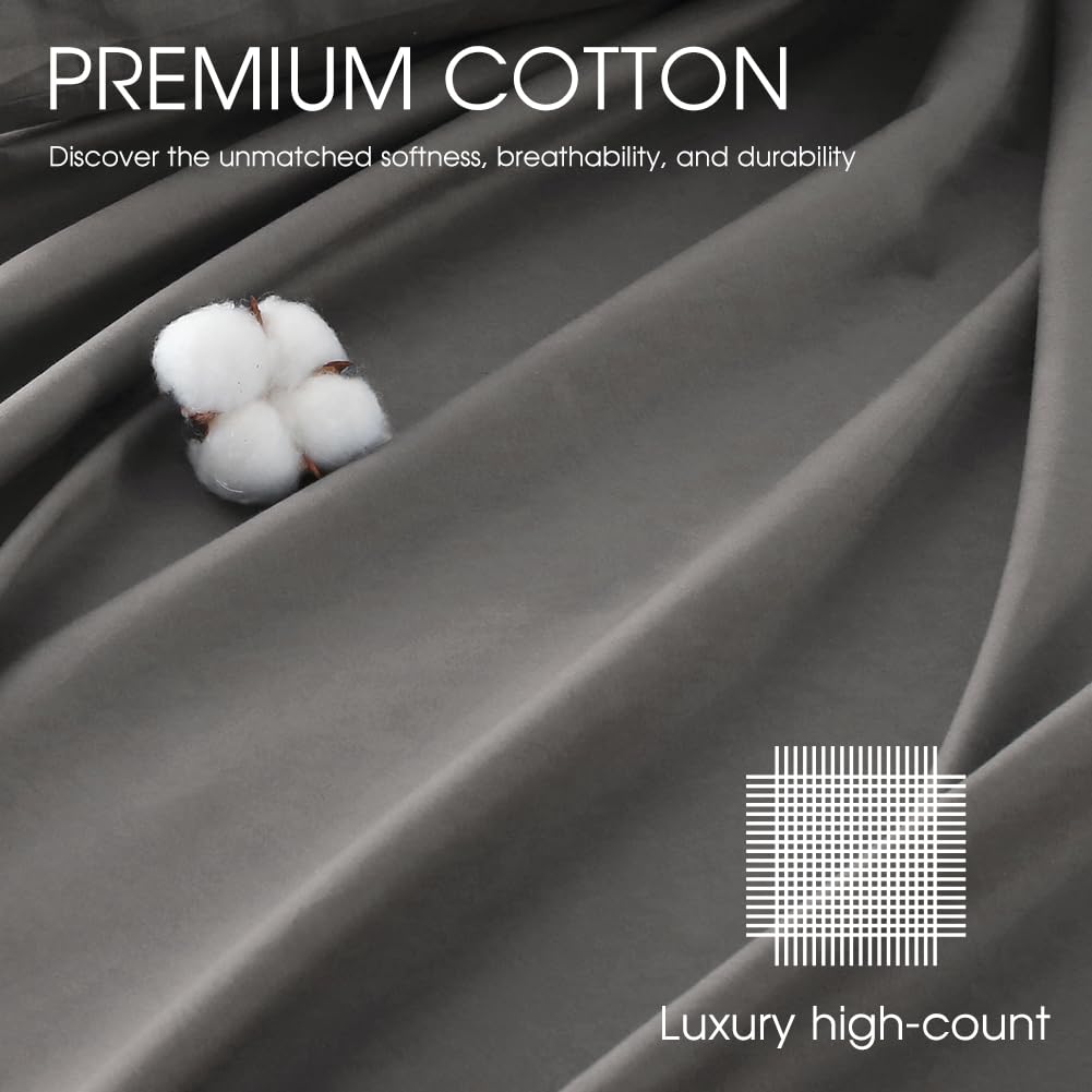 Premium 600 Thread Count Egyptian Cotton Queen Sheets - 18 Inch Deep Pocket, Ultra Soft & Breathable for Hotel Luxury Feel - Perfect for Master Bedroom, Guest Room & Airbnb