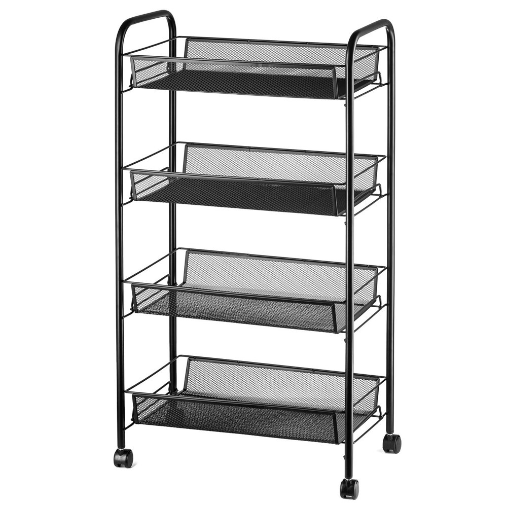 **Rolling Metal Storage Cart - 3-Tier Mobile Utility Organizer with Wheels for Bathroom, Kitchen, Laundry Room | Space-Saving Shelf Tower for Home & Office Organization**