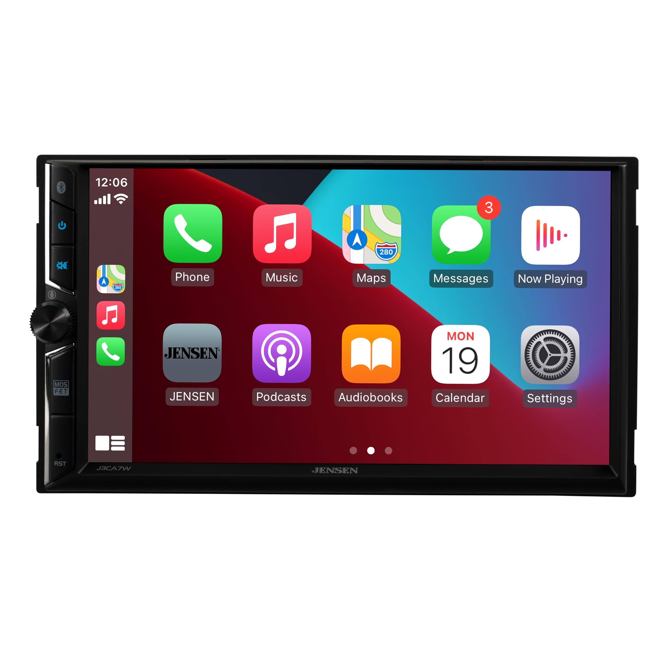 JENSEN J3CA7W 7-inch Double DIN Car Stereo with Apple CarPlay & Android Auto - Wireless & Wired Touchscreen Radio | Bluetooth | Backup Camera Input | USB Playback & Charging | Perfect for Road Trips & Daily Commutes