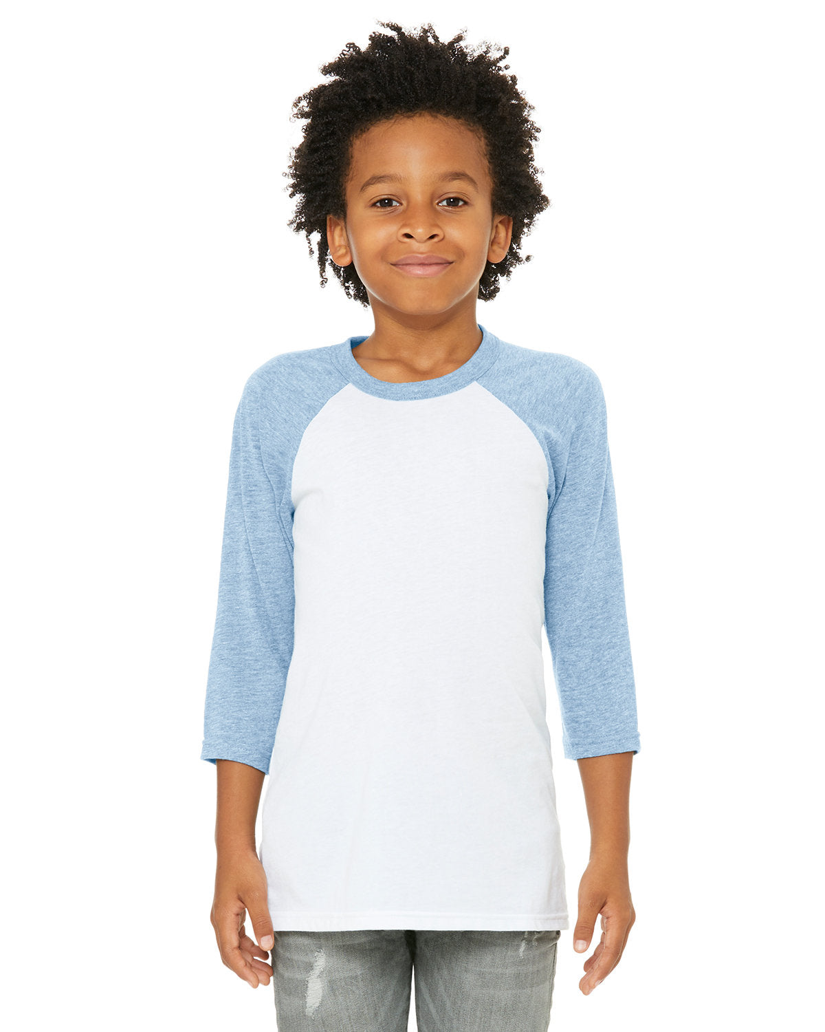 Bella + Canvas 3200Y Youth 3/4 Sleeve Baseball Tee - Soft Cotton Jersey Shirt for Boys & Girls - Perfect for Sports, Casual Wear & Team Uniforms
