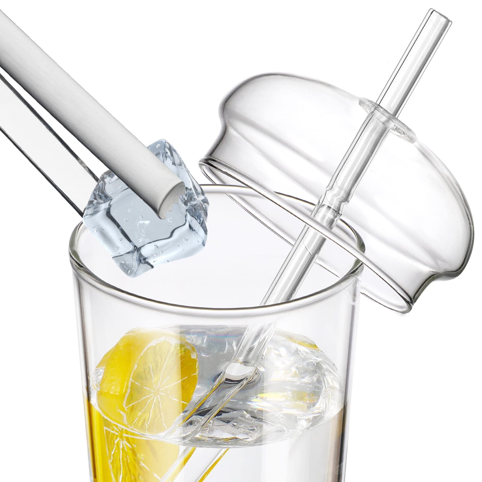 DOITOOL 2-Pack 16oz Glass Cups with Lids & Straws - Reusable Clear Drinking Glasses for Coffee, Tea, Juice, Cocktails, Bubble Tea - Perfect for Home, Office, Parties & Outdoor Use