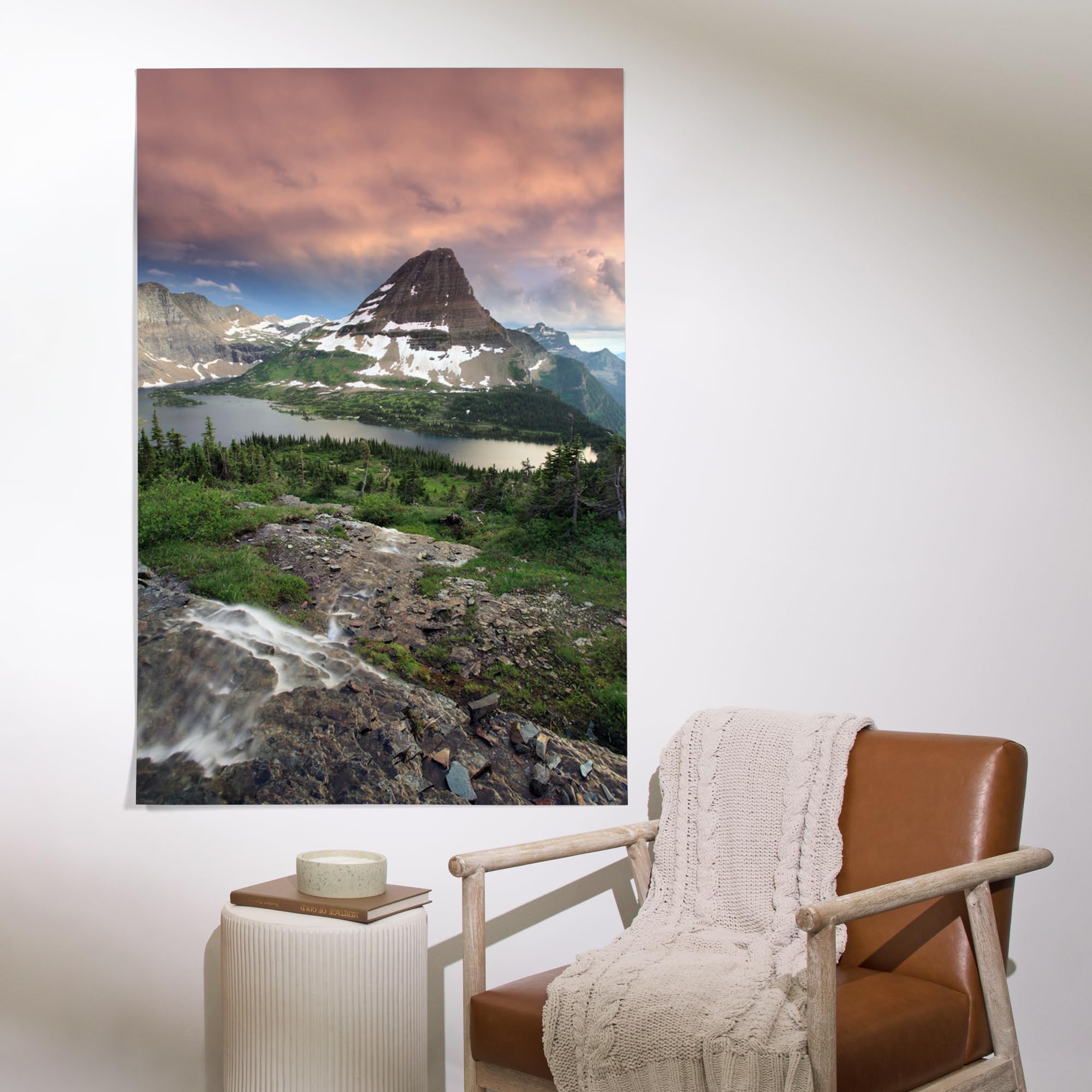 Lantern Press 36x54 Inch Giclee Art Print - Glacier National Park Montana Landscape with Hidden Lake & Bearhat Mountain Sunrise - Premium Wall Decor for Living Room, Bedroom, or Office