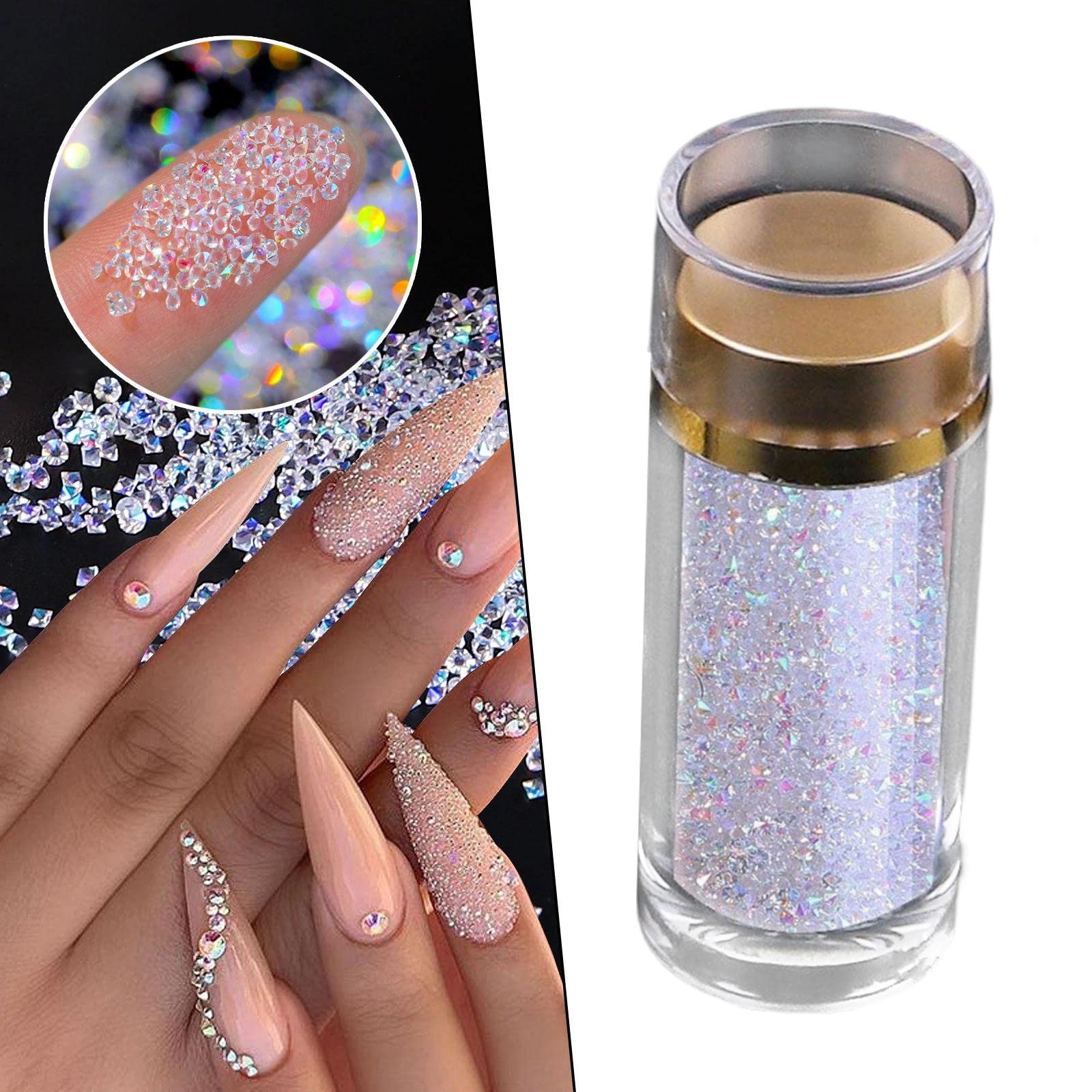 Sharplace Nail Crystals AB Rhinestones - Micro Pixie Beads for Nail Art, DIY Crafts & Fashion Decor | Iridescent Tiny Gems for Clothes, Face Beauty & Nail Designs (15.5g) | Perfect for Manicures, Costume Jewelry & Home Decoration