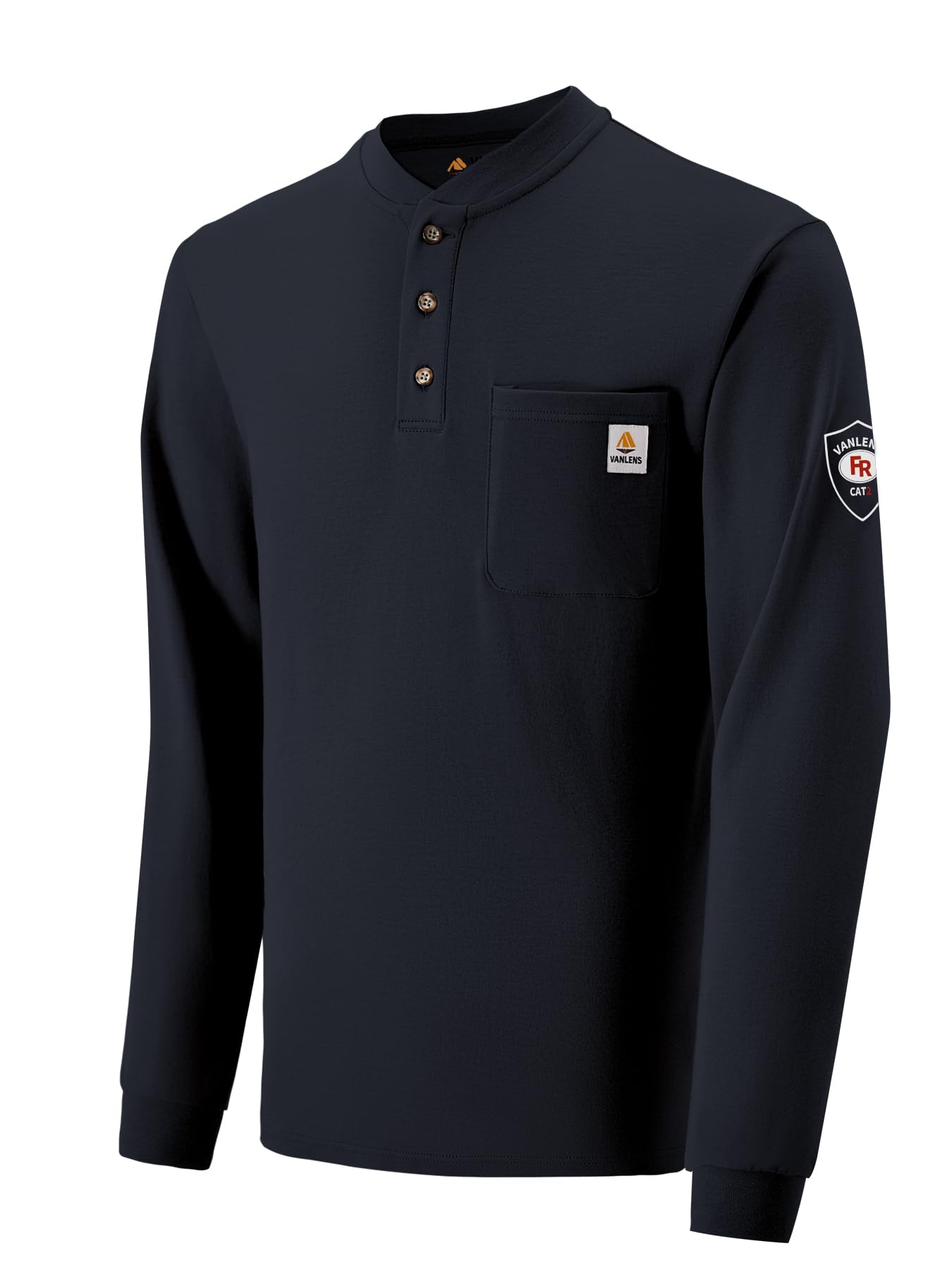 Flame Resistant Men's Shirts - Lightweight 6.5oz Long Sleeve Henley FR Shirts CAT2 NFPA2112 Certified - Ideal for Industrial Work, Welding & Fire Hazard Environments