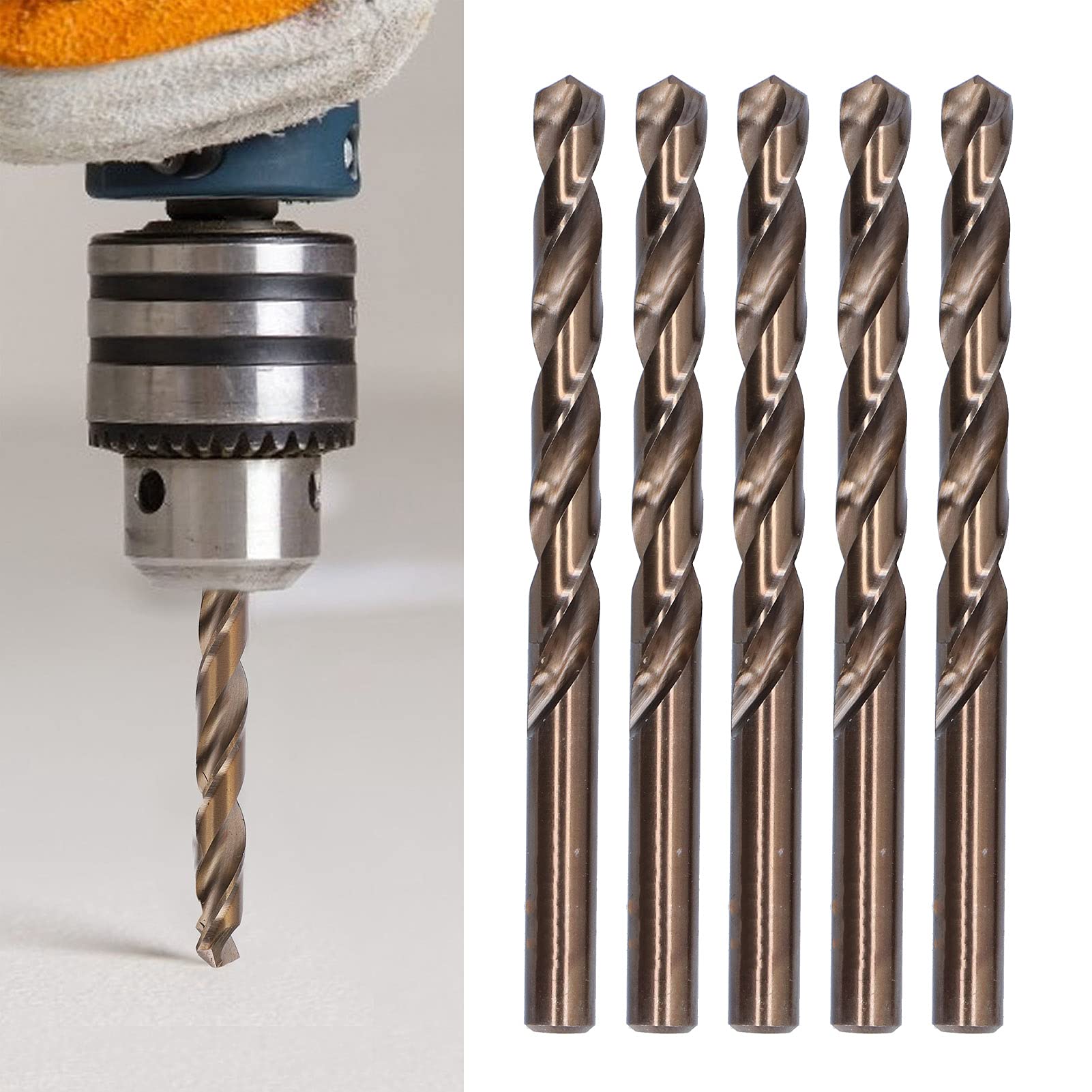 5Pcs High-Speed Steel Drill Bit Set - HSS Parallel Shank Metal Drilling Tools for Steel, Copper, Iron & Aluminum Alloy (10.5mm) - Perfect for DIY Projects, Metalworking & Home Repairs