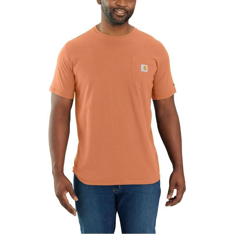 Carhartt Force® Relaxed Fit Midweight Short Sleeve Pocket T-Shirt for Men - Dusty Orange | Durable Work Shirt for Construction, Outdoor & Casual Wear