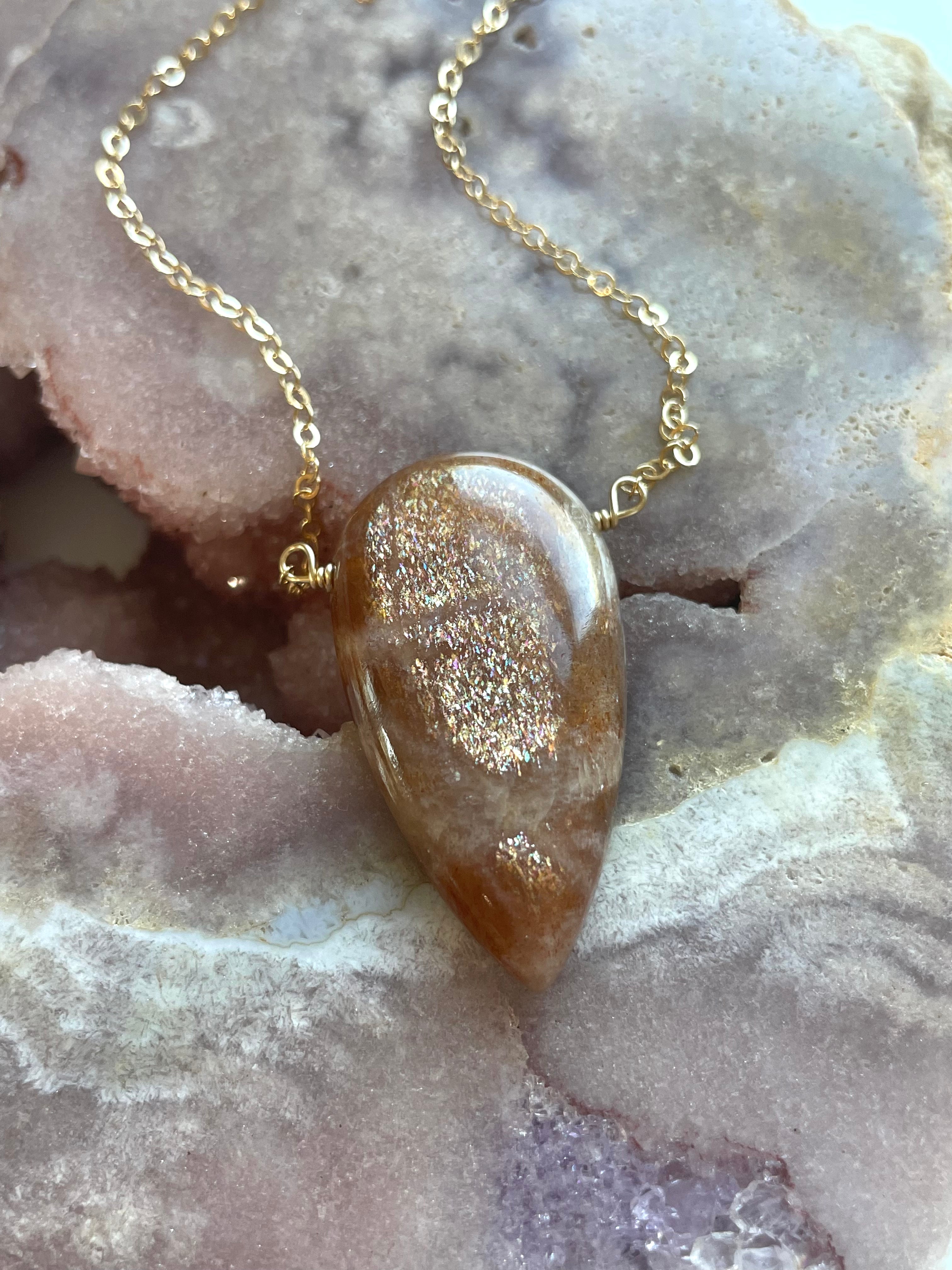 Custom Rainbow Lattice Sunstone Jewelry - Handmade Gemstone Pendant for Necklace or Bracelet - Perfect for Boho Fashion, Spiritual Healing & Unique Gifts