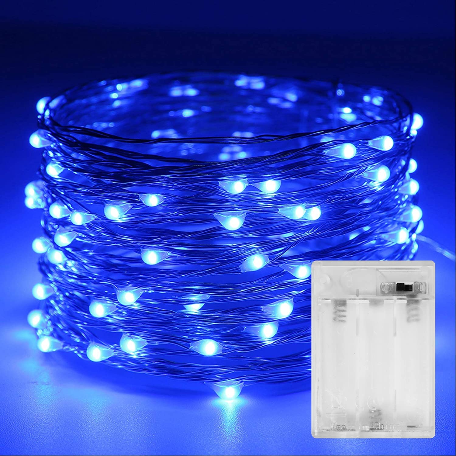 Sanniu 6 Pack LED Fairy Lights Battery Operated - 16ft Blue Starry String Lights with Copper Wire for Christmas Decorations, Wedding Party, Bedroom, Patio & Indoor Home Decor - Perfect for Romantic Ambiance & Holiday Lighting