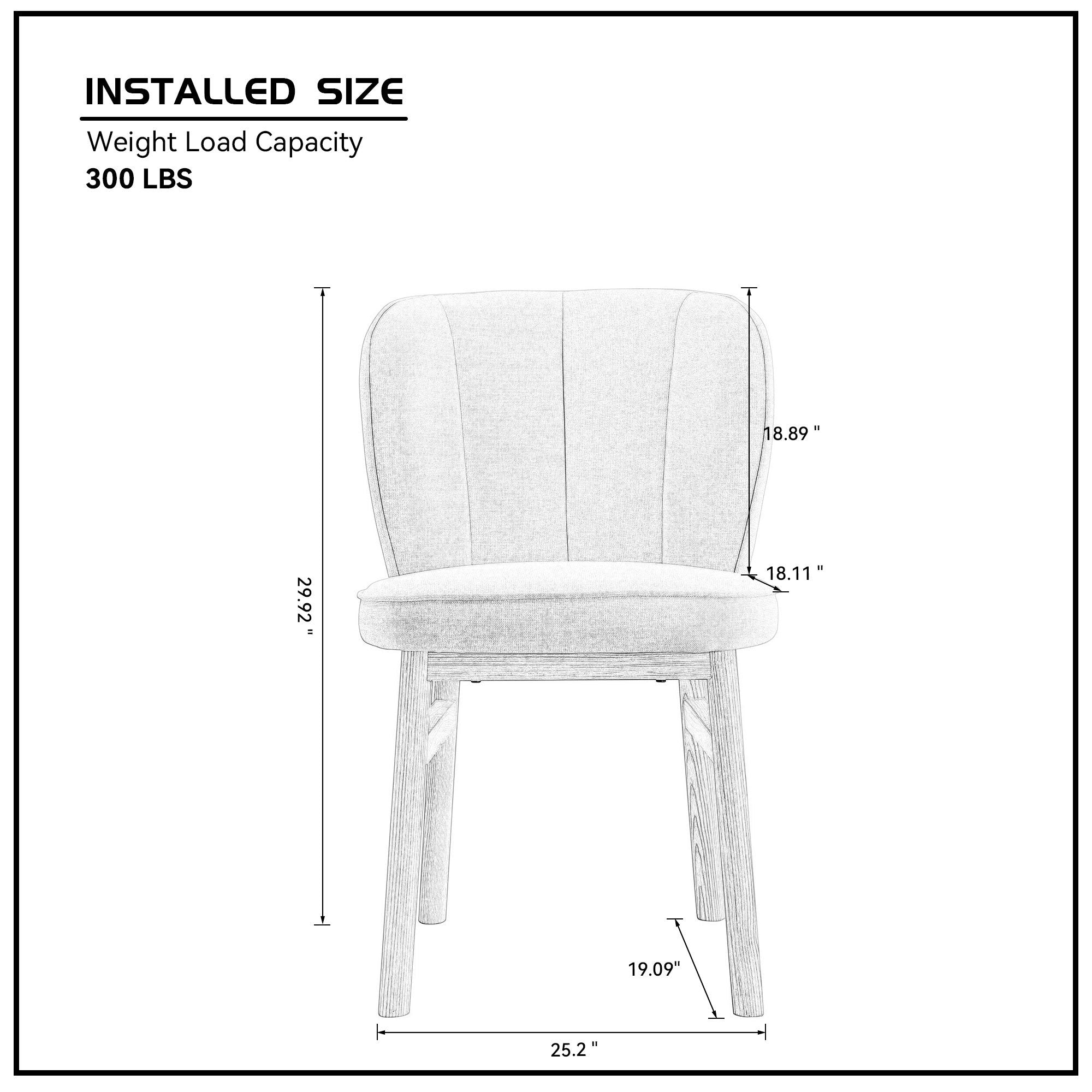 1 PC Wooden Frame Upholstered Shell Dining Chair - Modern Armless Kitchen & Living Room Chair - Comfortable Restaurant Seating for Home Dining & Cafe Use