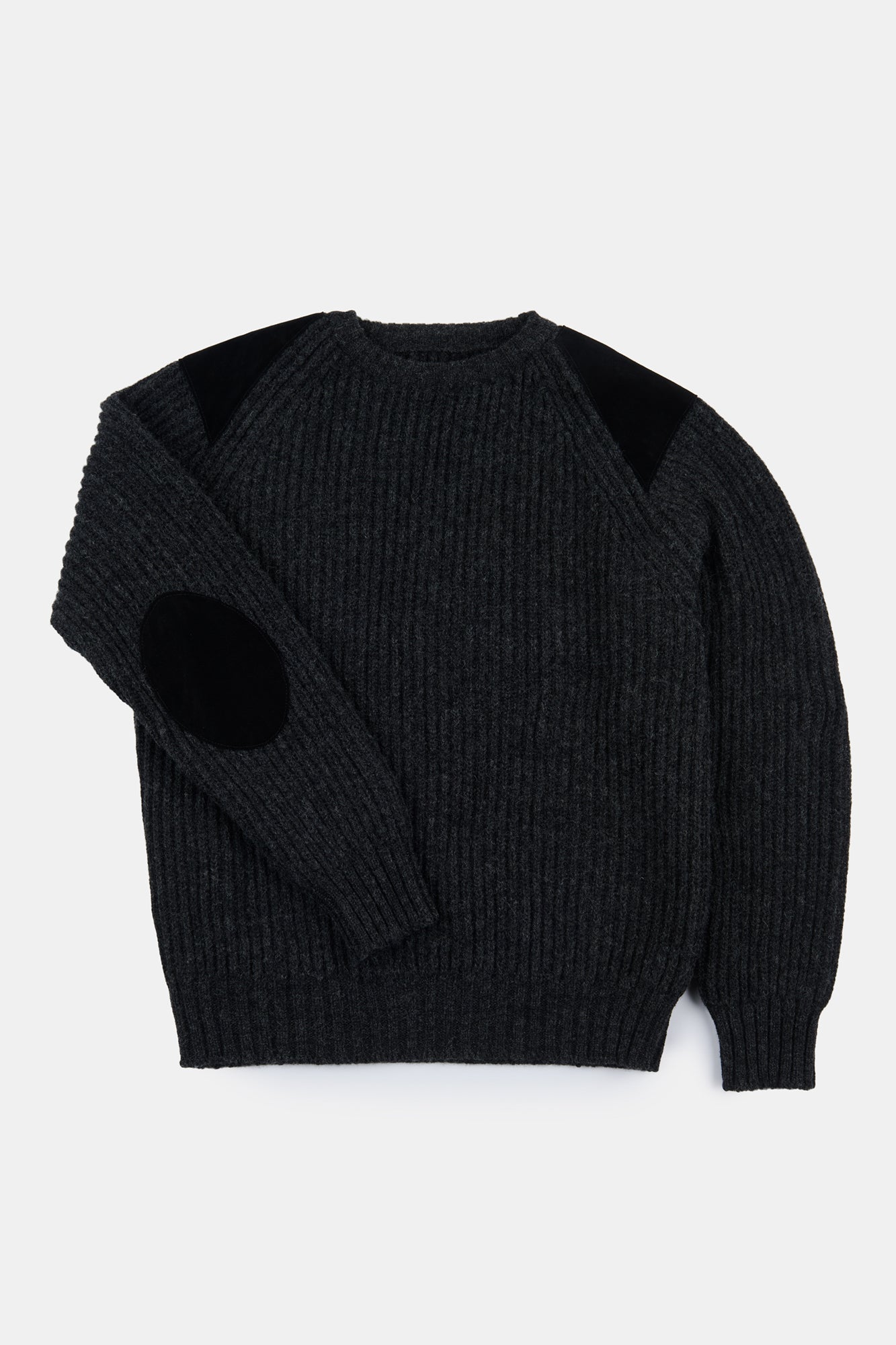 Premium Men's Lambswool Fisherman Ribbed Sweater - Charcoal Gray | Warm Winter Knit Pullover for Casual & Office Wear