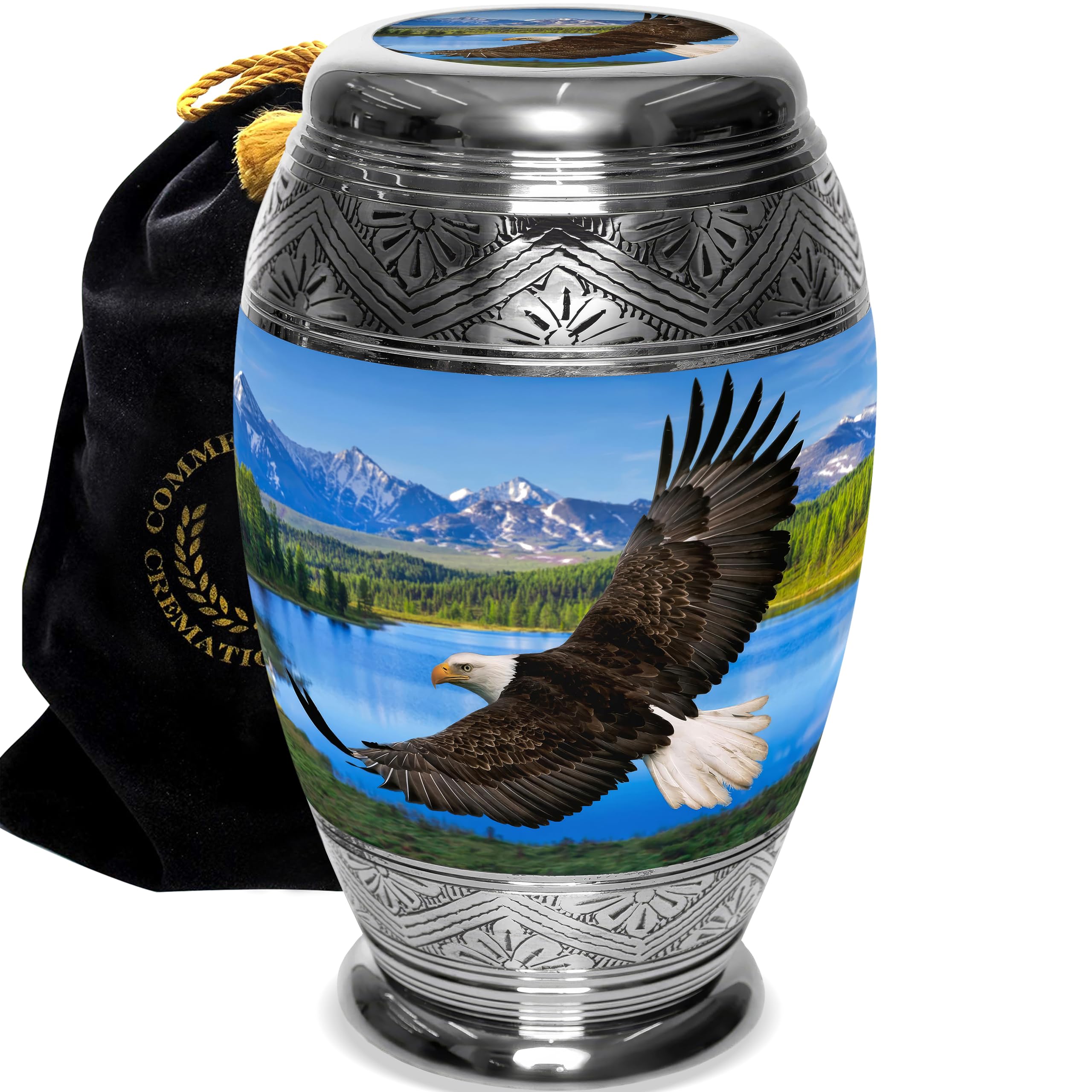 Extra Large Majestic Eagle Cremation Urn for Adult Male Ashes - Personalized Handcrafted Decorative Urn for Human Ashes - Perfect for Memorials, Home Display & Funeral Services