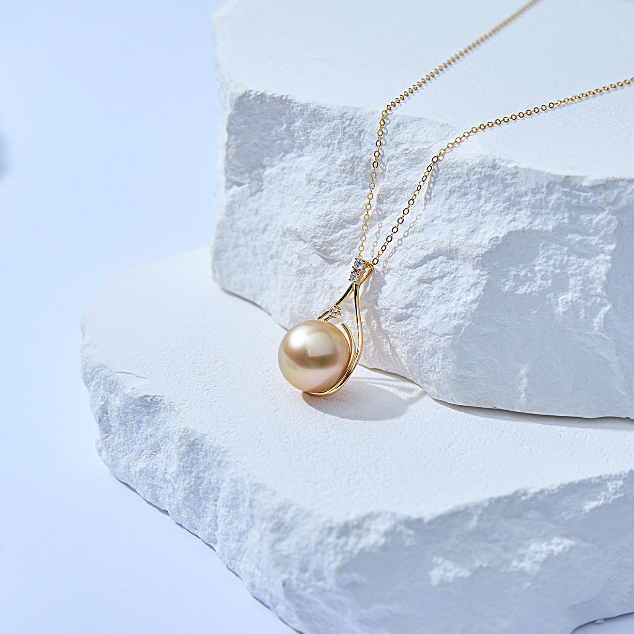 18K Solid Gold South Sea Golden Pearl Necklace KN00306 - Luxury Pearl Jewelry for Women, Elegant Bridal Gift, Anniversary Present & Formal Occasion Wear