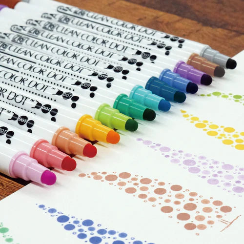 Zig Clean Color Dot Pens - Water-Based Marker Set of 12 Vibrant Colors for Hobonichi Planners, Bullet Journaling & Art Projects | Perfect for Hand Lettering, Sketching & Planner Decorations