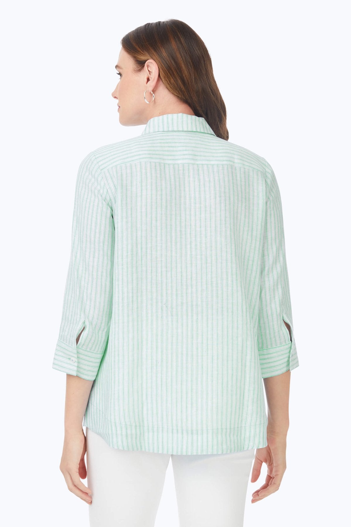 Harley Summer Stripe Linen 3/4 Sleeve Casual Shirt for Women - Breathable & Stylish Top for Beach, Vacation and Summer Outings