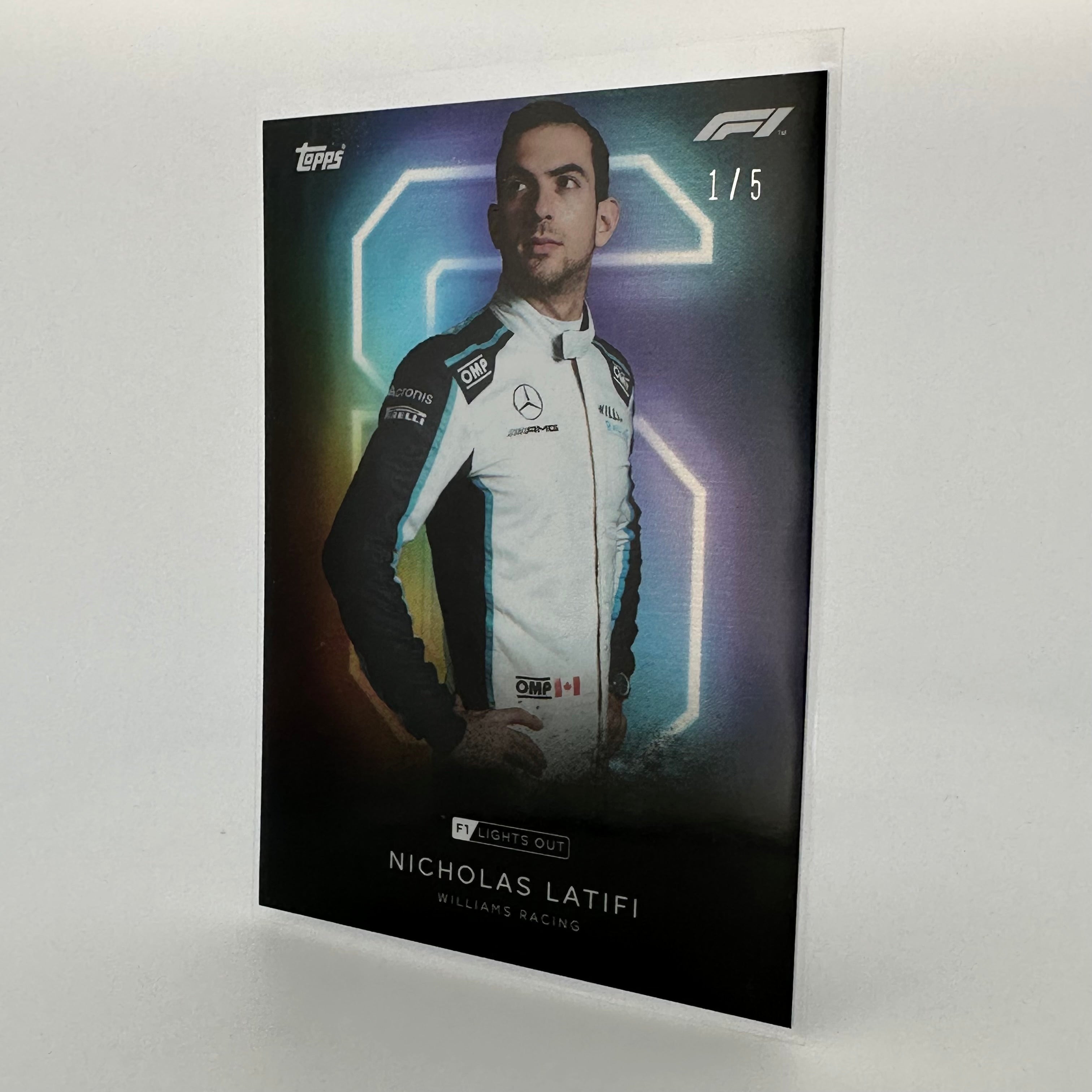1/5 Scale Nicholas Latifi F1 Driver Collectible - Rainbow Foil Limited Edition - Perfect for F1 Fans, Model Car Collectors & Home Office Decor
