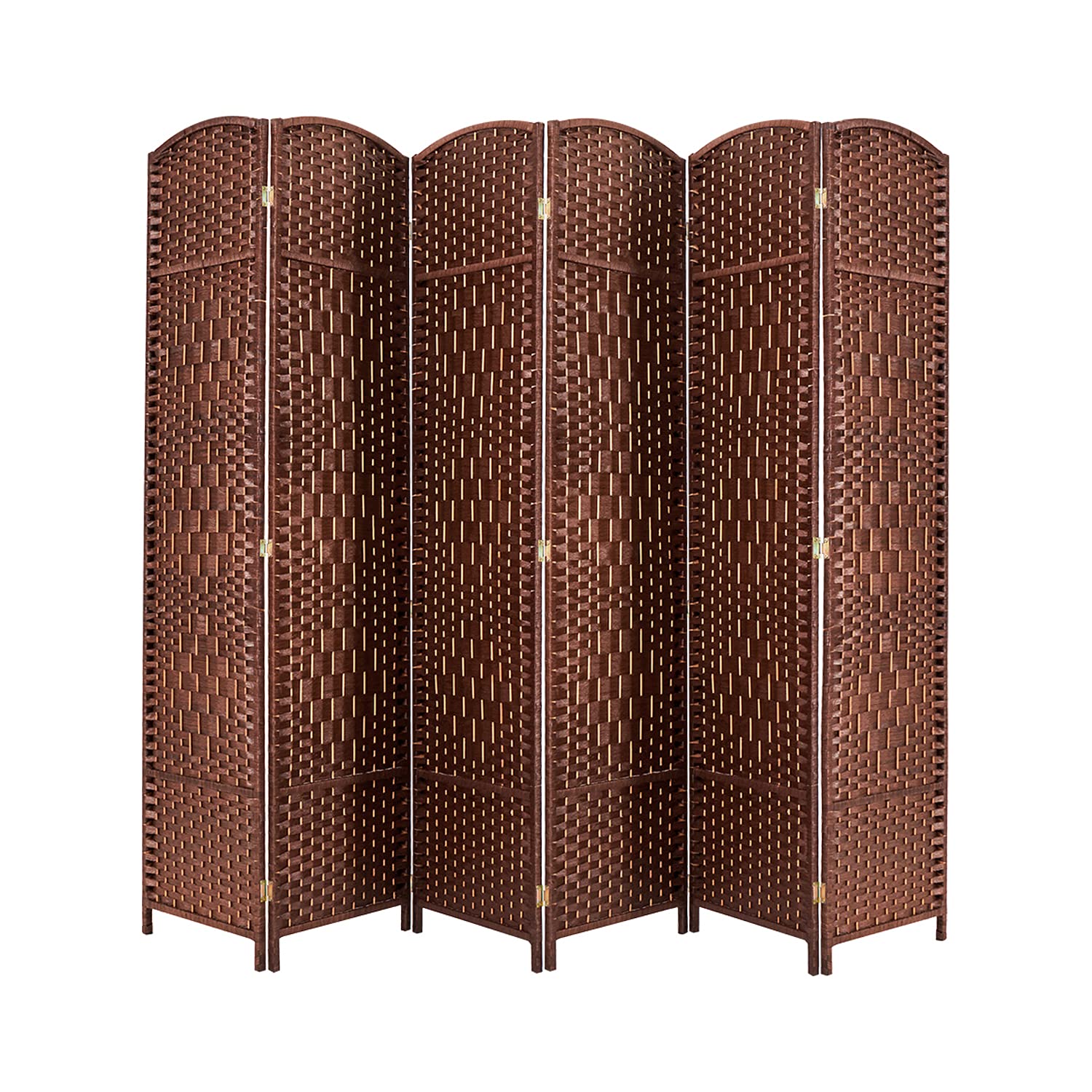 Lazyland 6-Panel Folding Room Divider Screen - Decorative Privacy Partition for Bedroom, Living Room, Office - Indoor/Outdoor Use - Brown Wood Finish - Perfect for Home Decor, Space Division & Event Setup