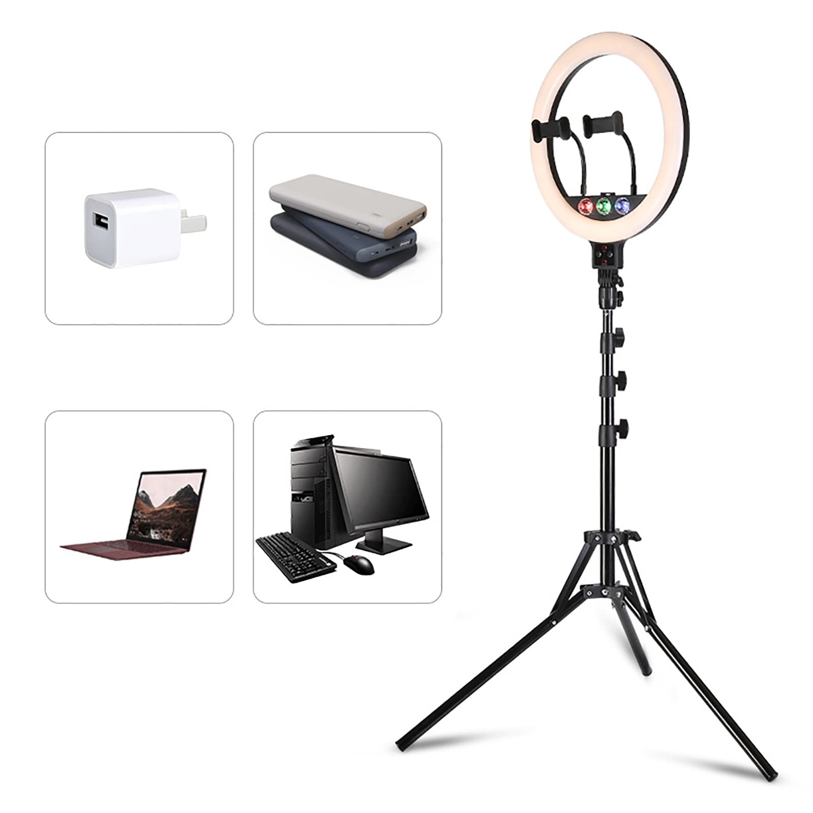 10 Inch Ring Light with Tripod Stand & Phone Holder - USB Powered Selfie Light for Photography, Video Recording, TikTok Live, Zoom Meetings - Perfect for Content Creators, Vloggers & Remote Work