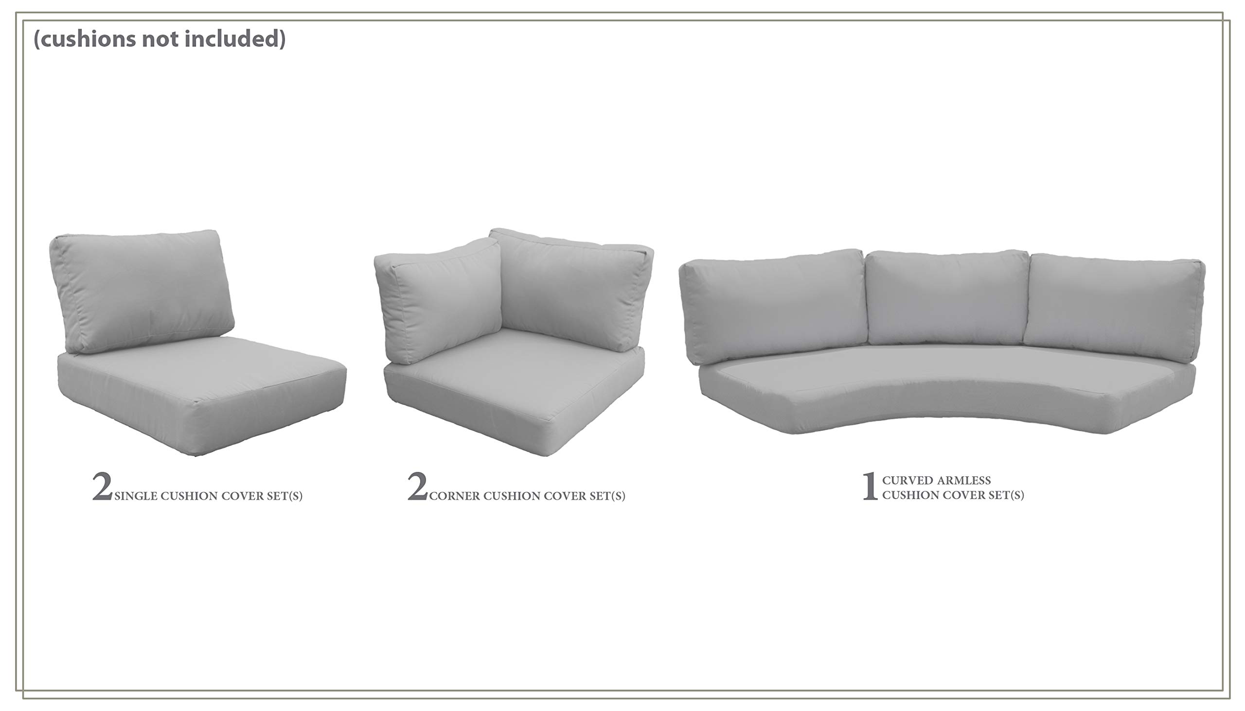 TK Classics Grey Cover Set for BARBADOS-06o Patio Furniture - Waterproof & UV Resistant Outdoor Cushion Covers (Cushions Not Included) - Perfect for Poolside, Garden & Patio Decor