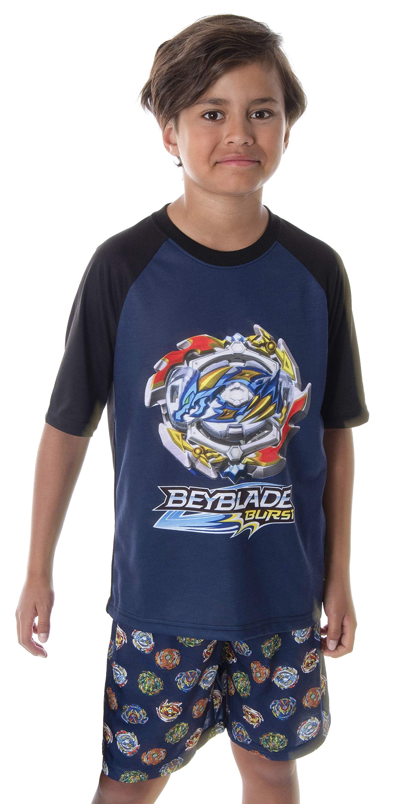 Beyblade Burst Boys' Spinner Tops 2-Piece Pajama Set - Shorts & T-Shirt Sleepwear for Kids | Perfect for Bedtime, Playtime & Beyblade Themed Parties