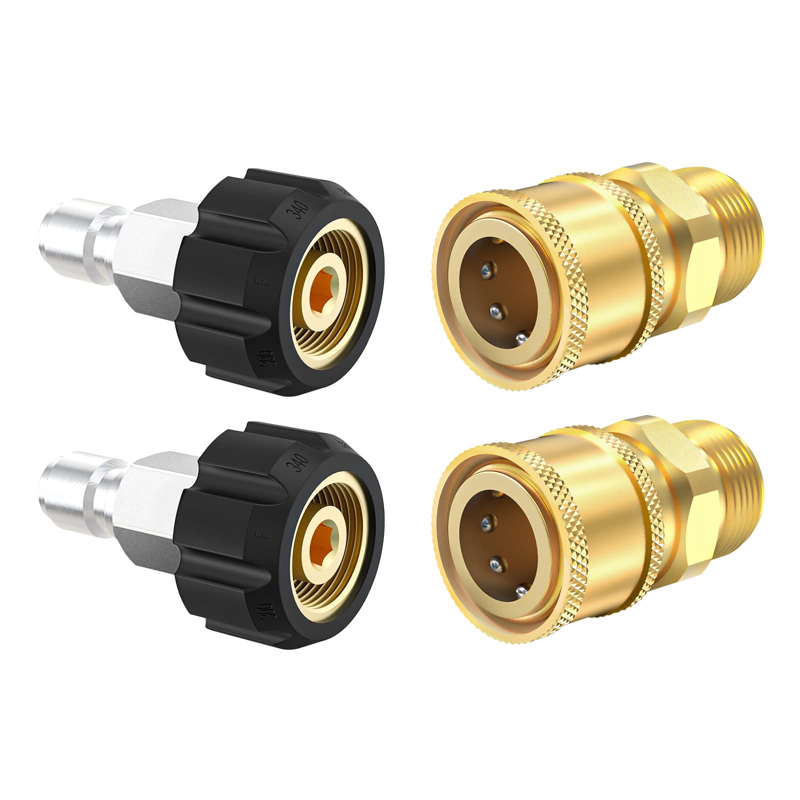 Twinkle Star Pressure Washer Quick Connect Fittings Kit - M22 14mm to 3/8 Inch Adapter (4-Piece Set) - Perfect for Home, Car & Outdoor Cleaning Equipment