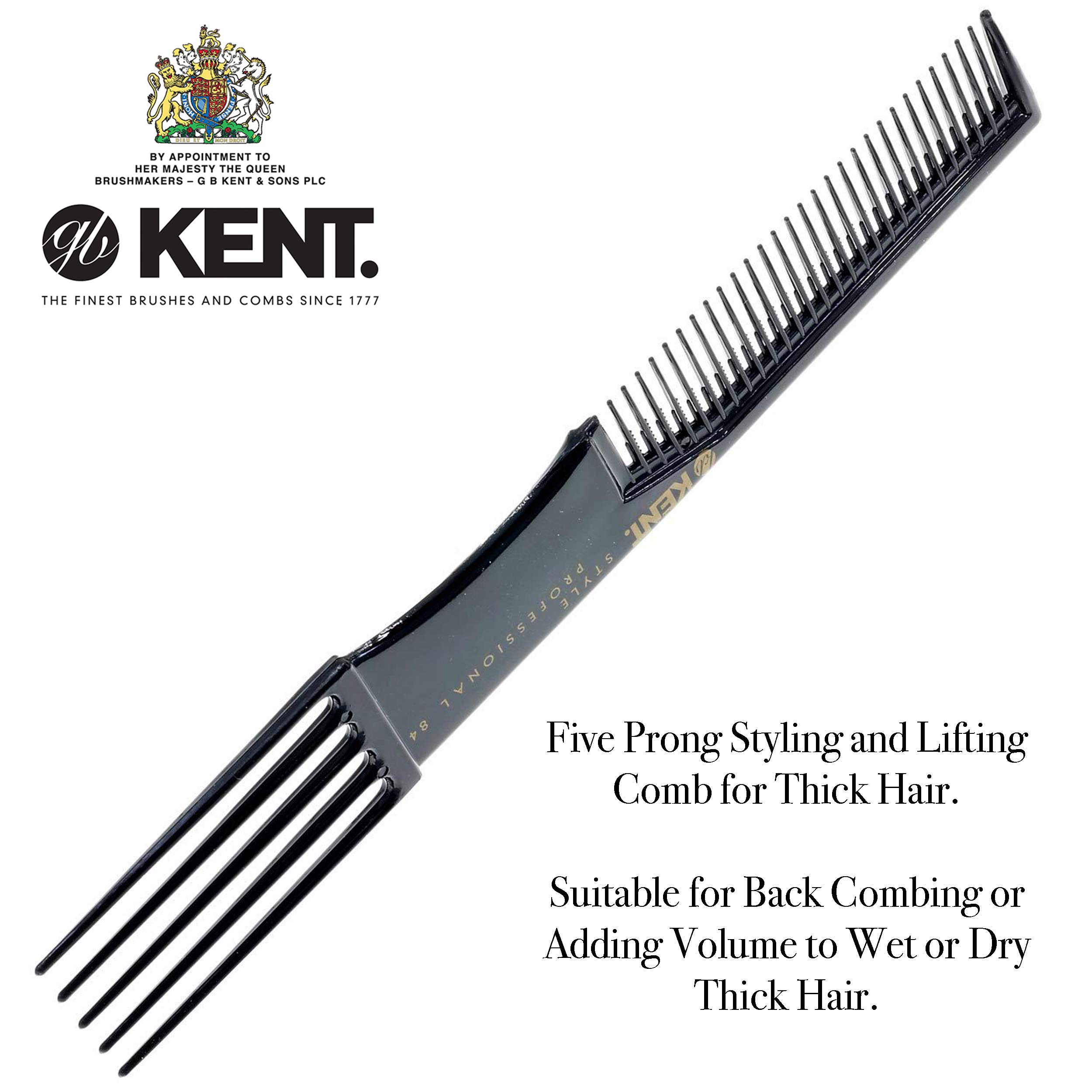Kent SPC84 Professional Hair Pick Comb for Curly & Thick Hair - Anti-Static, Heat Resistant Styling Comb with Wide Teeth - Perfect for Salon Styling, Detangling, and Volumizing Natural Hair