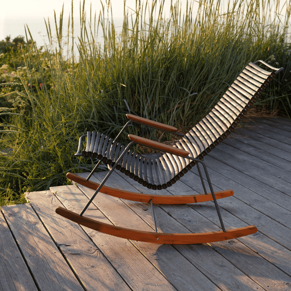 CLICK Outdoor Rocking Chair - Patio, Garden & Porch Relaxation - Comfortable All-Weather Wicker Rocking Chair for Backyard, Poolside & Deck Use