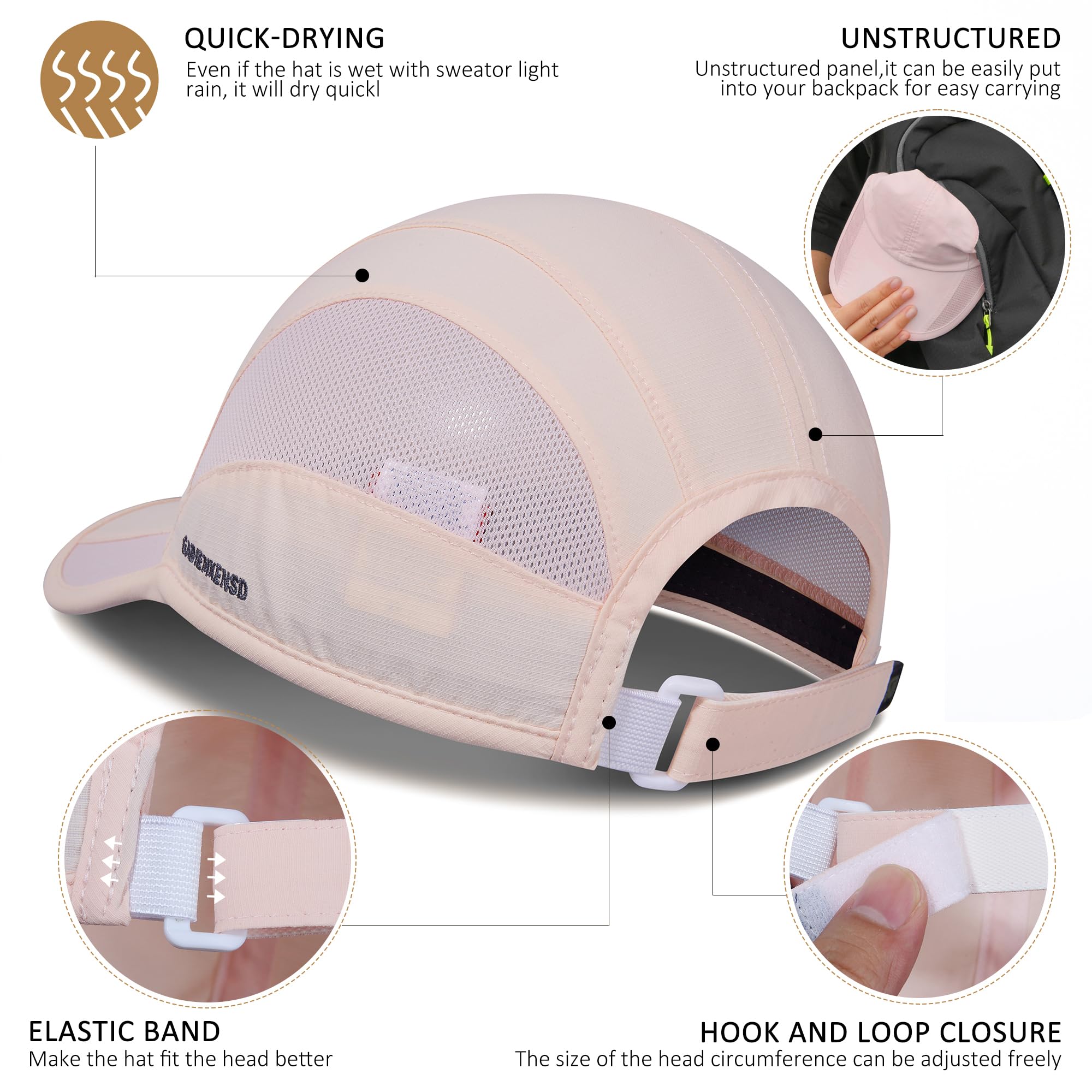 GADIEMKENSD Breathable Mesh Running Hat for Men & Women - Lightweight Sun Protection for Outdoor Sports, Jogging, Hiking