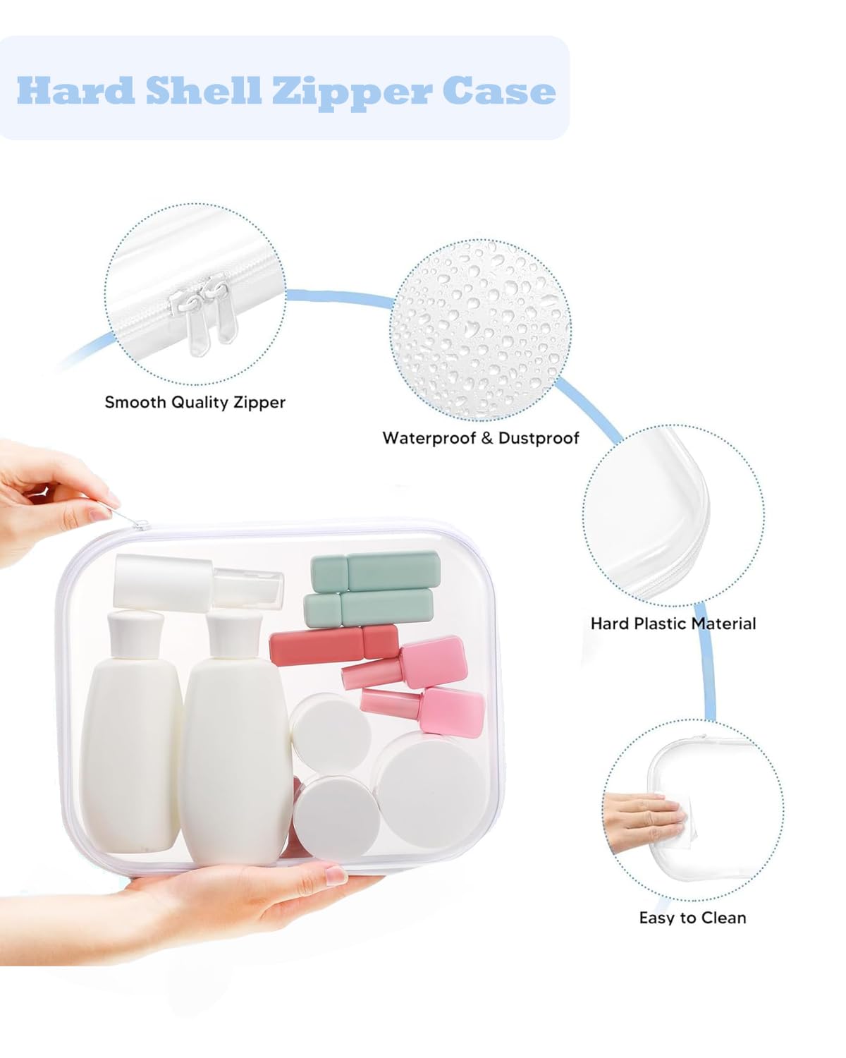 Clear Hard Shell Zipper Case for Pencils, Snacks & Cosmetics - Portable Storage