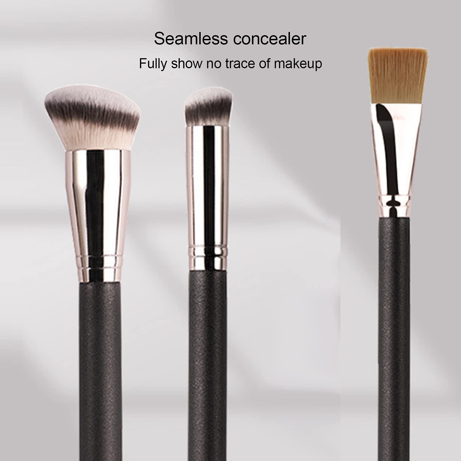 3-Piece Concealer Brush Set - Soft & Dense Makeup Brushes for Liquid, Cream & Setting Powder - Perfect for Travel & Everyday Makeup Application
