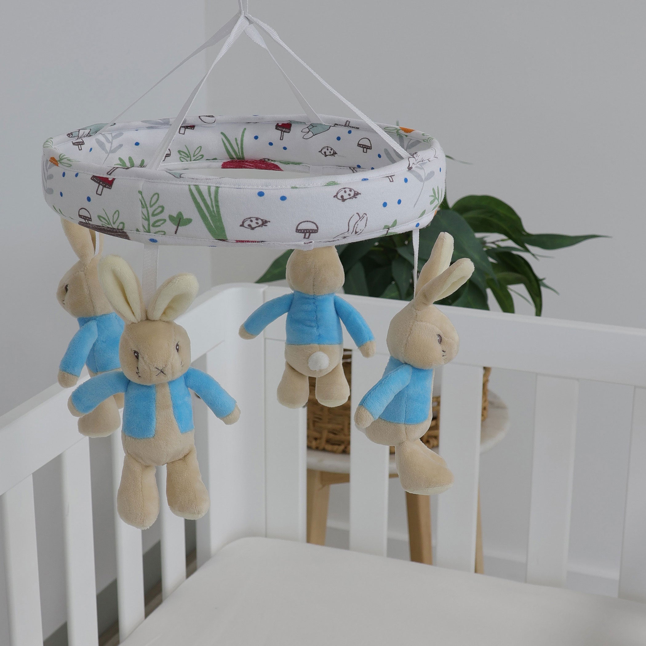 Peter Rabbit 'New Adventure' Musical Mobile - Blue Baby Crib Toy for Nursery Decor & Soothing Newborns to Sleep