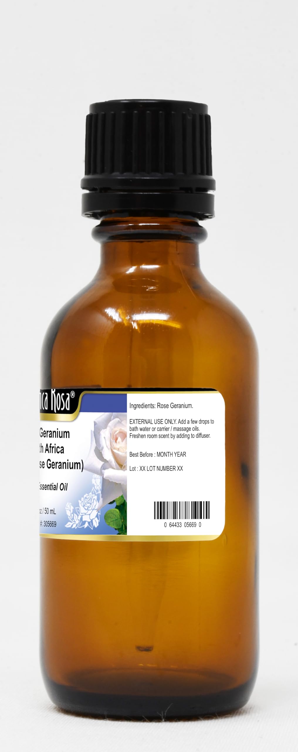 Pure Rose Geranium Essential Oil from South Africa - 1.70 oz (50ml) Natural Aromatherapy Oil for Relaxation & Skincare | ZIN: 305669 | Perfect for Diffusers, Massage & DIY Beauty Products