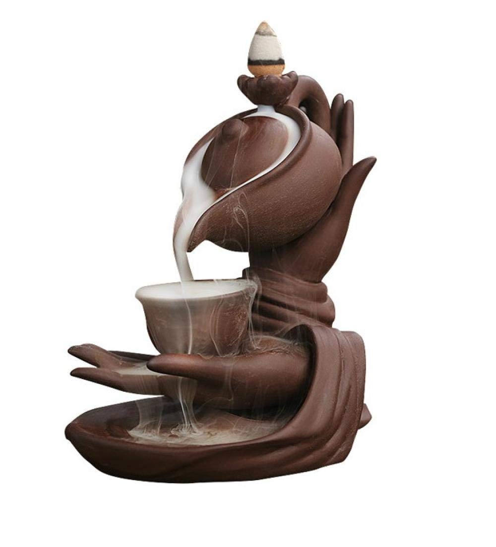 Ceramic Dragon Incense Burner with Waterfall Design - Bergamot Scented Smoke Backflow for Home Decor (10x14cm) + 20 Mixed Scented Incense Cones - Perfect for Meditation, Yoga, and Aromatherapy Sessions