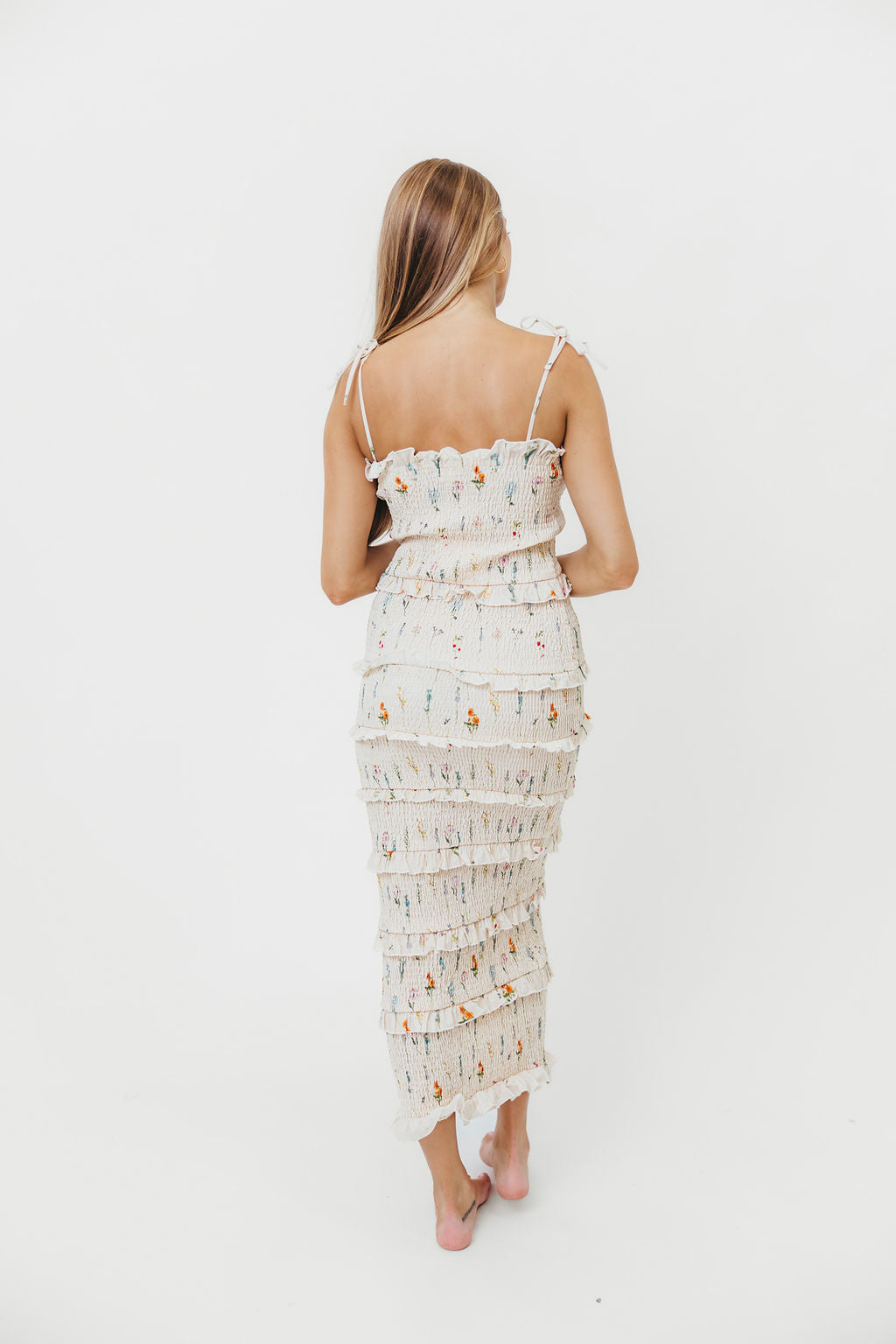 Floral Print Cypress Smocked Midi Dress - Women's Summer Boho Dress for Beach, Vacation & Date Night