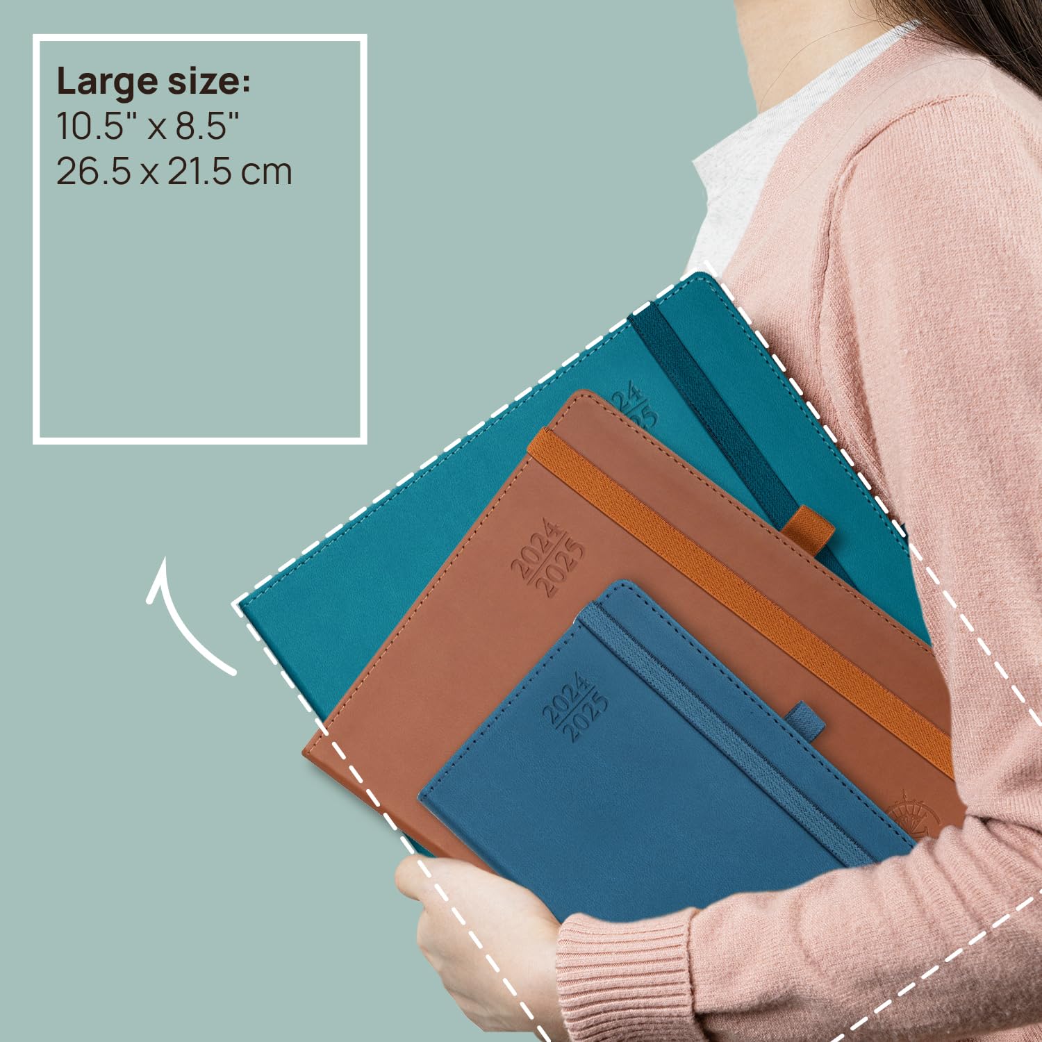 POPRUN 2025 Weekly Planner - 17 Month Large Diary (Aug 2024-Dec 2025) with Soft Cover, 26.5x21.5cm Vertical Layout - Perfect for Business, School & Personal Organization (Black)