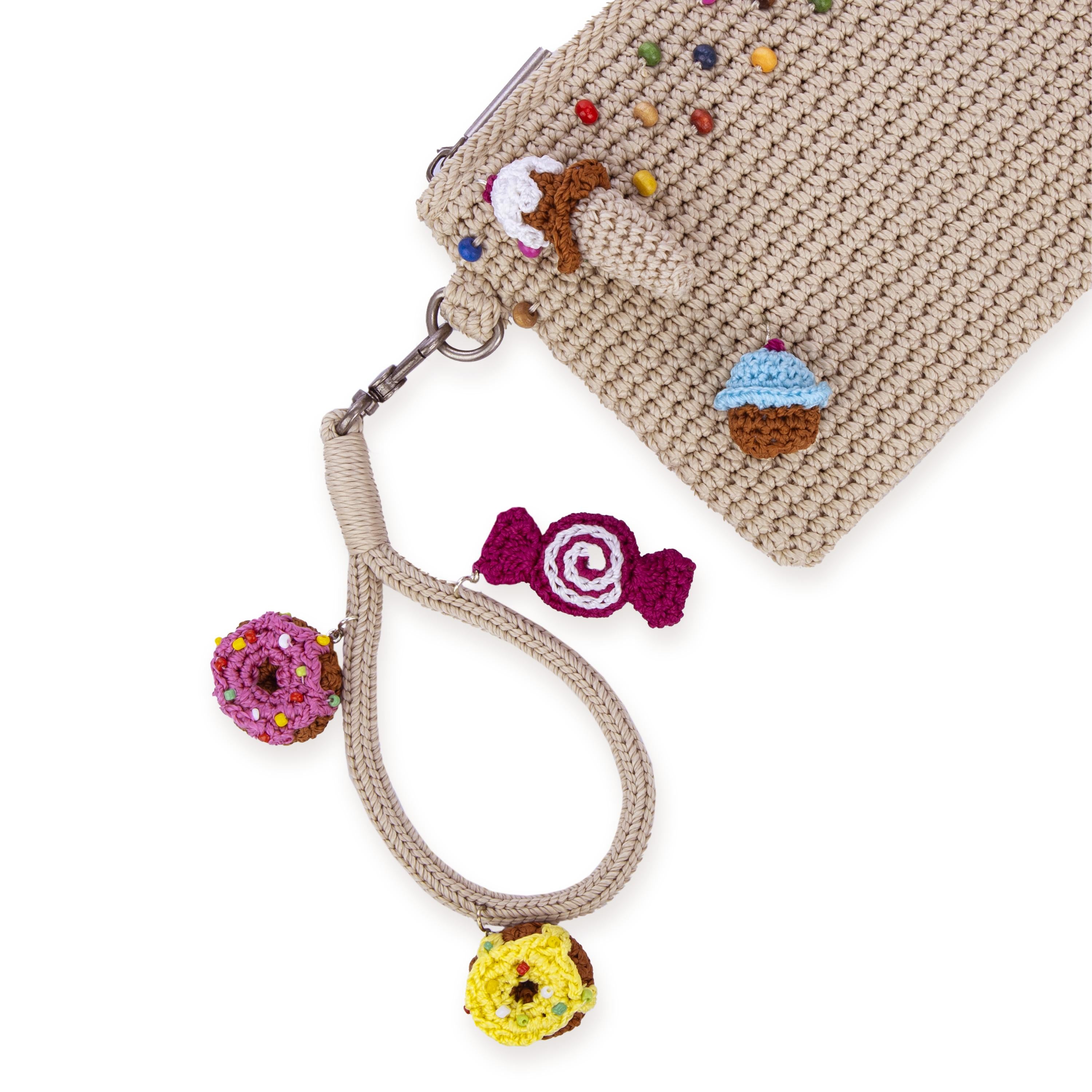 Handmade Crochet Beaded Wristlet Purse - Vintage Boho Style with Ecru Multi Beads - Perfect for Women's Night Out, Music Festivals & Special Occasions