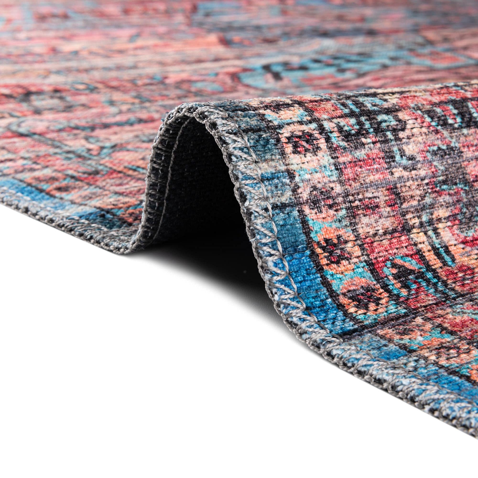 Washable Blue Low-Pile Rug 10' x 13' - Maahru Collection by Rugs.com | Durable & Easy-Clean Area Rug for Living Room, Dining Room, Open Floor Plans | Perfect for High-Traffic Areas & Pet-Friendly Homes