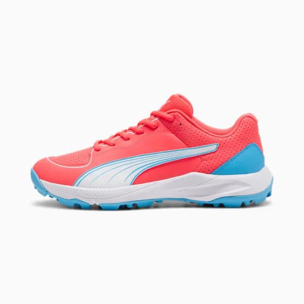 PUMA Men's 24FH Rubber Cricket Shoes - Fire Orchid & White Spiked Cleats for Enhanced Grip | Perfect for Cricket Matches, Training & Outdoor Sports