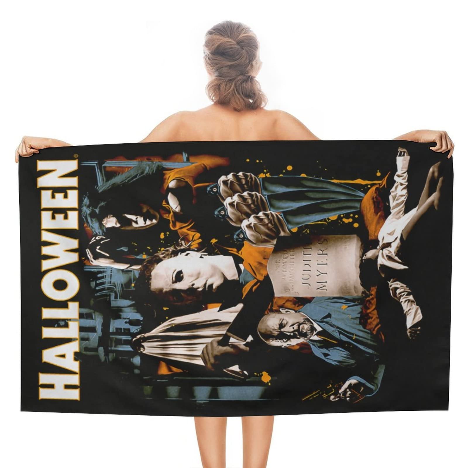 Quick-Dry Absorbent Travel Towel - Halloween Michael Myers Design - Lightweight Sand-Free Beach & Swim Towel for Swimming, Camping, and Outdoor Activities