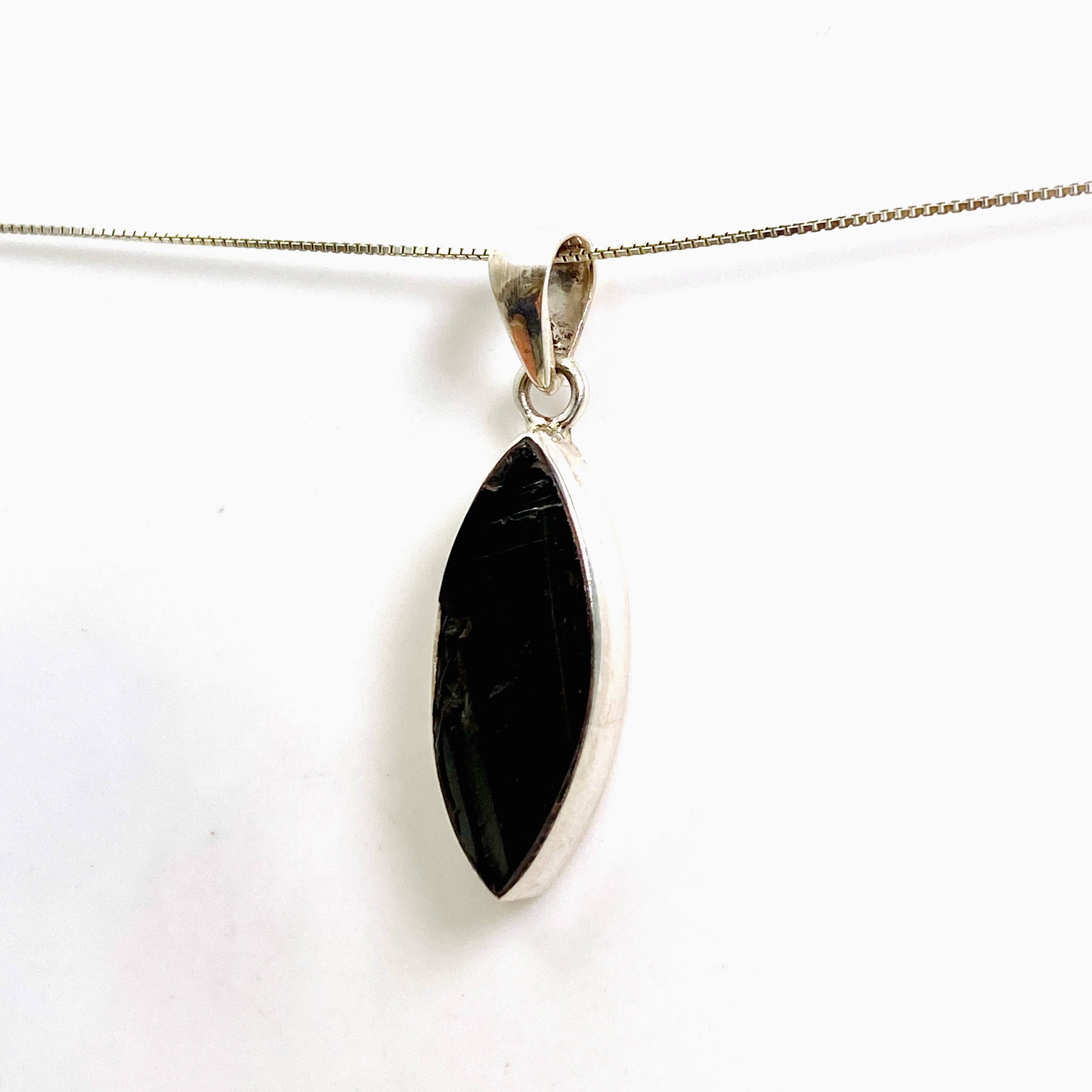 Natural Shungite Marquise Raw Stone Pendant Necklace - Genuine Russian Shungite Jewelry for EMF Protection & Healing | Perfect for Meditation, Energy Cleansing & Spiritual Wellness