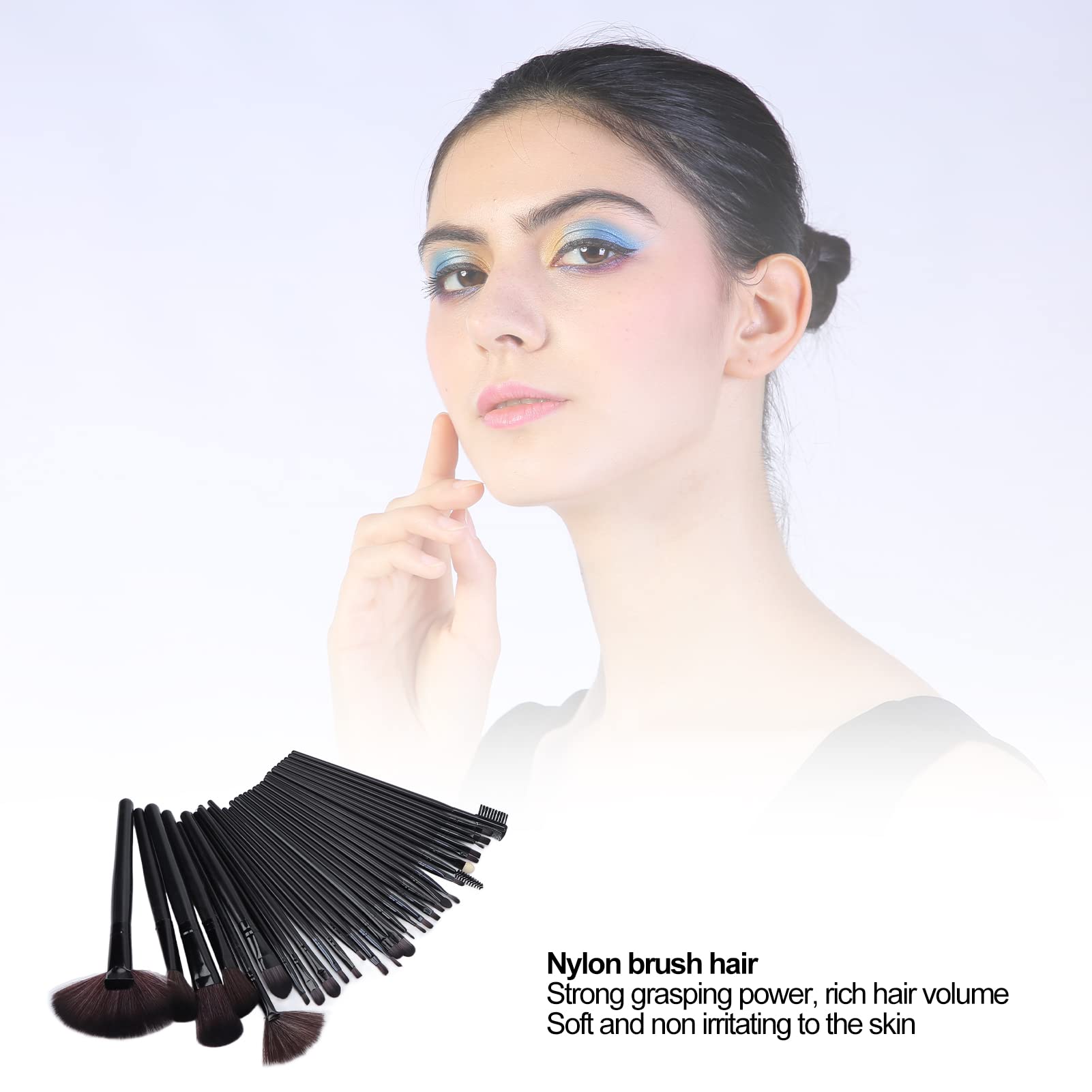 32-Piece Delicate Eyeshadow & Powder Brush Set - Soft Fluffy Bristles, Strong Grip Handle for Makeup Beginners - Perfect for Travel, Everyday Makeup & Professional Looks