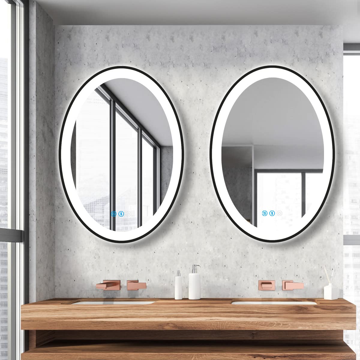Black LED Vanity Mirror 30x20 Inch - Anti Fog, Dimmable for Bathroom & Makeup