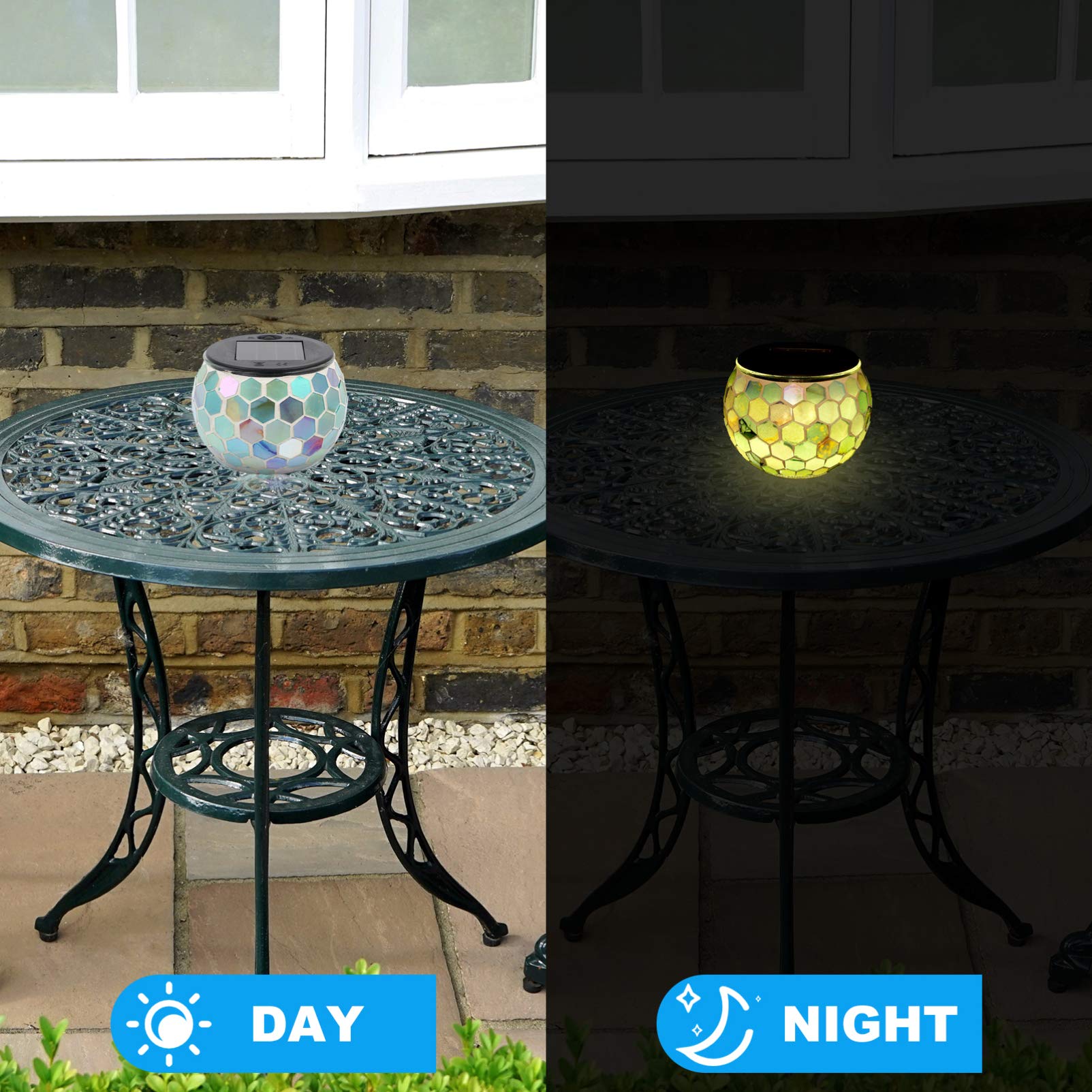 Totority Solar Mosaic Garden Light - Waterproof Outdoor LED Yard Lamp for Lawn, Patio & Pathway Decoration | Solar-Powered Night Light for Countryside, Garden & Landscape Lighting
