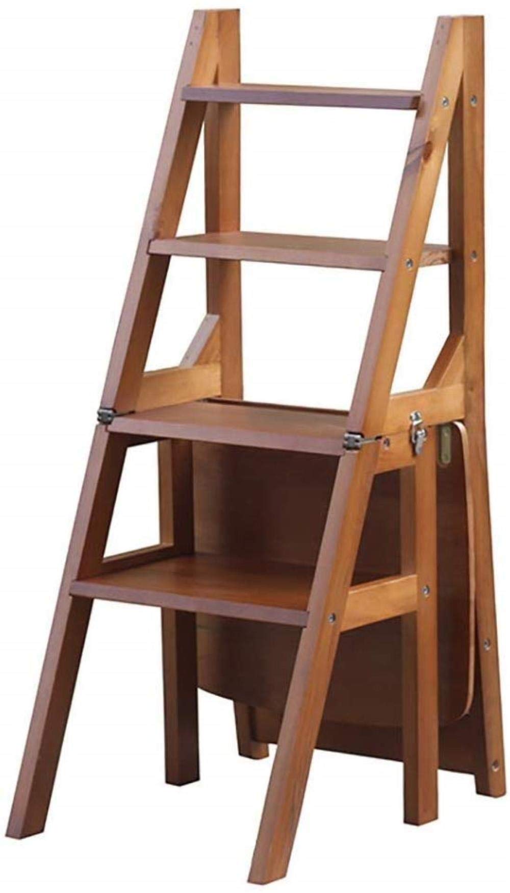XHALERY Foldable Step Stool for Home, Multifunctional Indoor Ladder Stool with Non-Slip Surface - Perfect for Reaching High Shelves, Shoe Storage, or as a Flower Stand (Walnut Color)