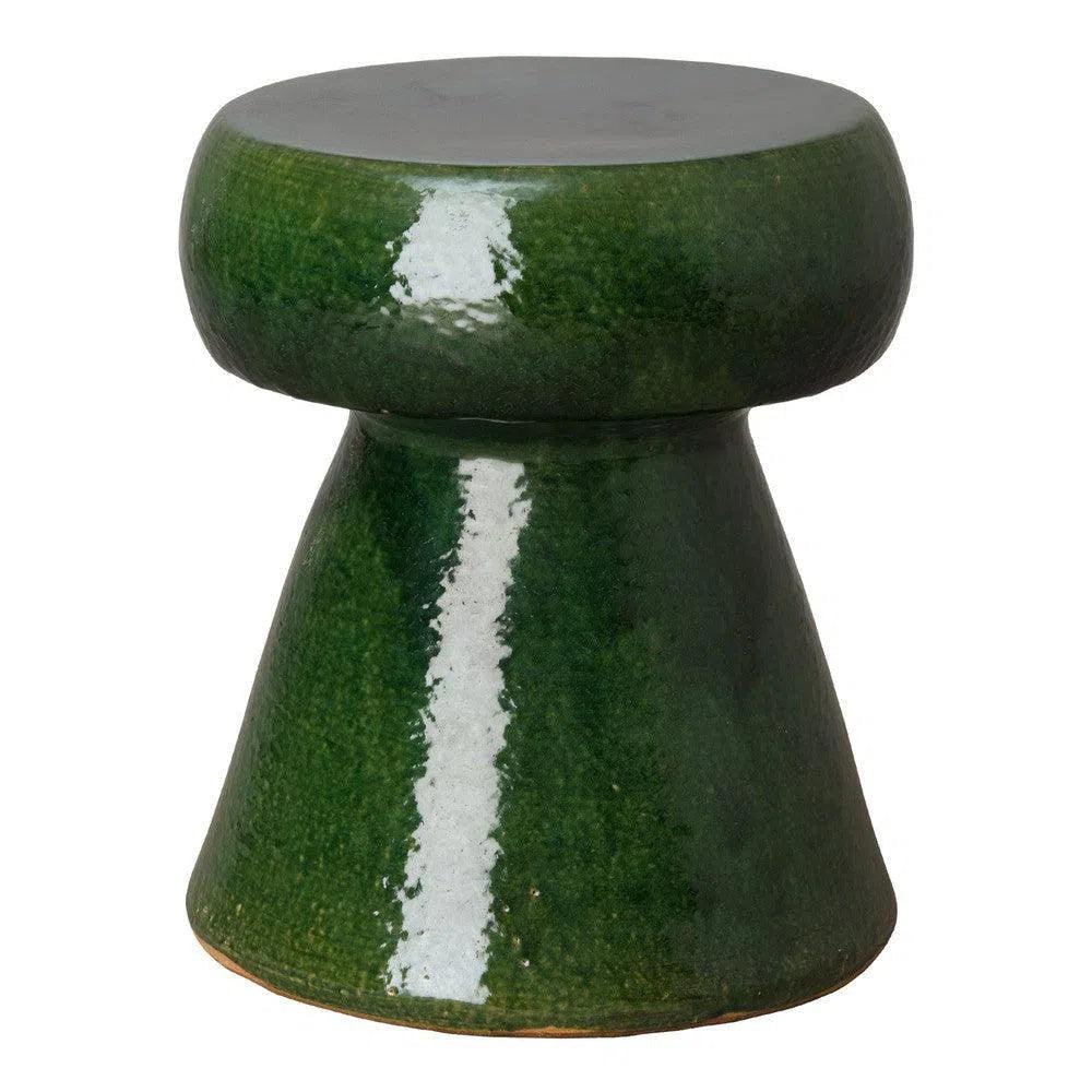 18 Inch Portobello Ceramic Garden Stool - Weather-Resistant Outdoor Decor for Patio, Lawn, and Poolside Seating