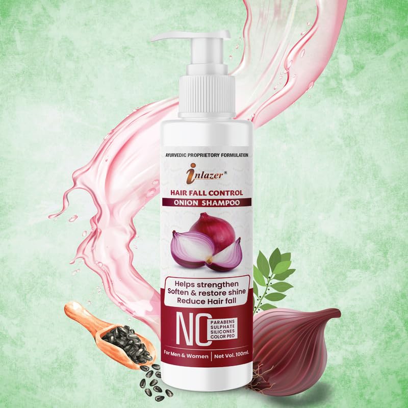 Onion Shampoo for Hair Fall Control & Growth - Paraben Free with Red Onion Extract for Smoother, Softer, Shinier Hair | Strengthens & Nourishes Hair | 100ml | Perfect for Daily Use & Damaged Hair Care