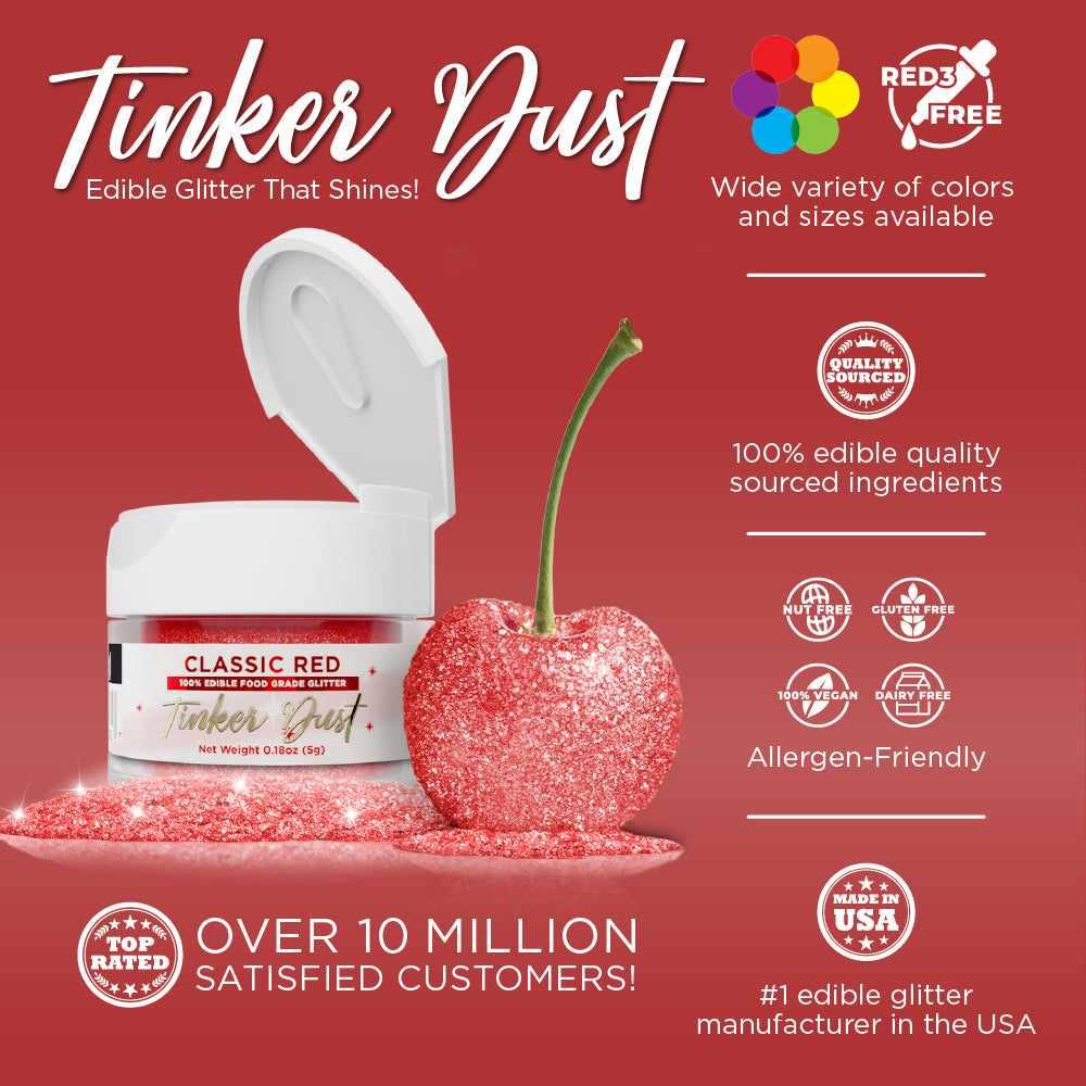 Premium Red Tinker Dust® Glitter Bulk Pack - 1lb Shaker Jar for Arts & Crafts, DIY Projects, Nail Art, Slime Making & Party Decorations