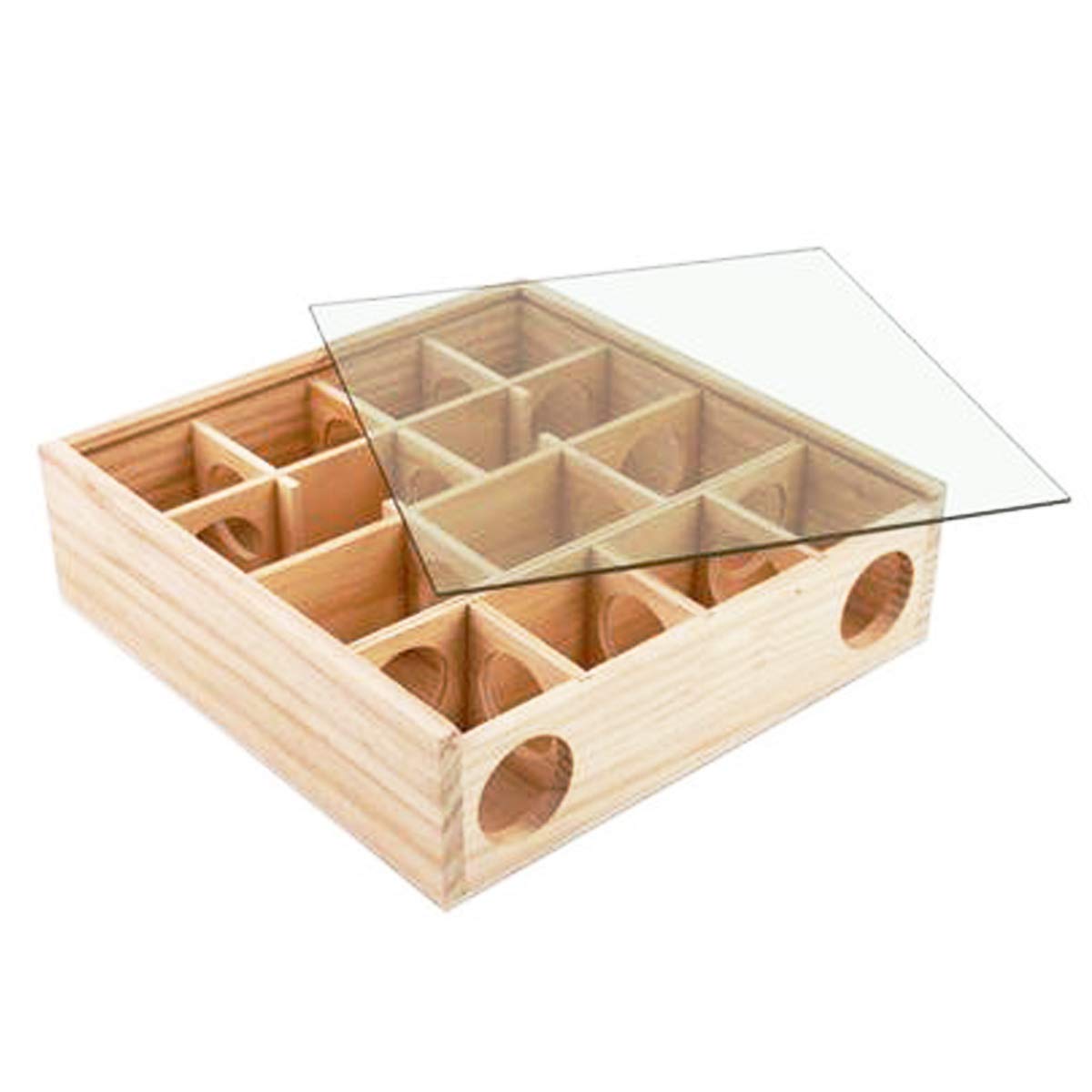 Allazone Wooden Maze Tunnel Toy with Cover - Fun Small Pet Exercise Toy for Mice, Dwarf Hamsters & Gerbils - Perfect for Cage Enrichment & Playtime Activities