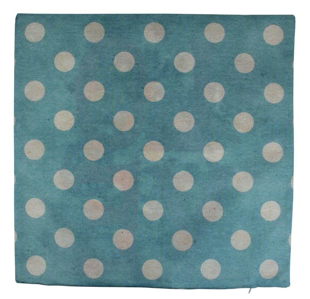 Floral Blue Polkadot Pillow Cover - Farmhouse Style Decorative Throw Pillow for Sofa, Bed & Couch - Rustic Home Decor Accent for Living Room, Bedroom & Nursery